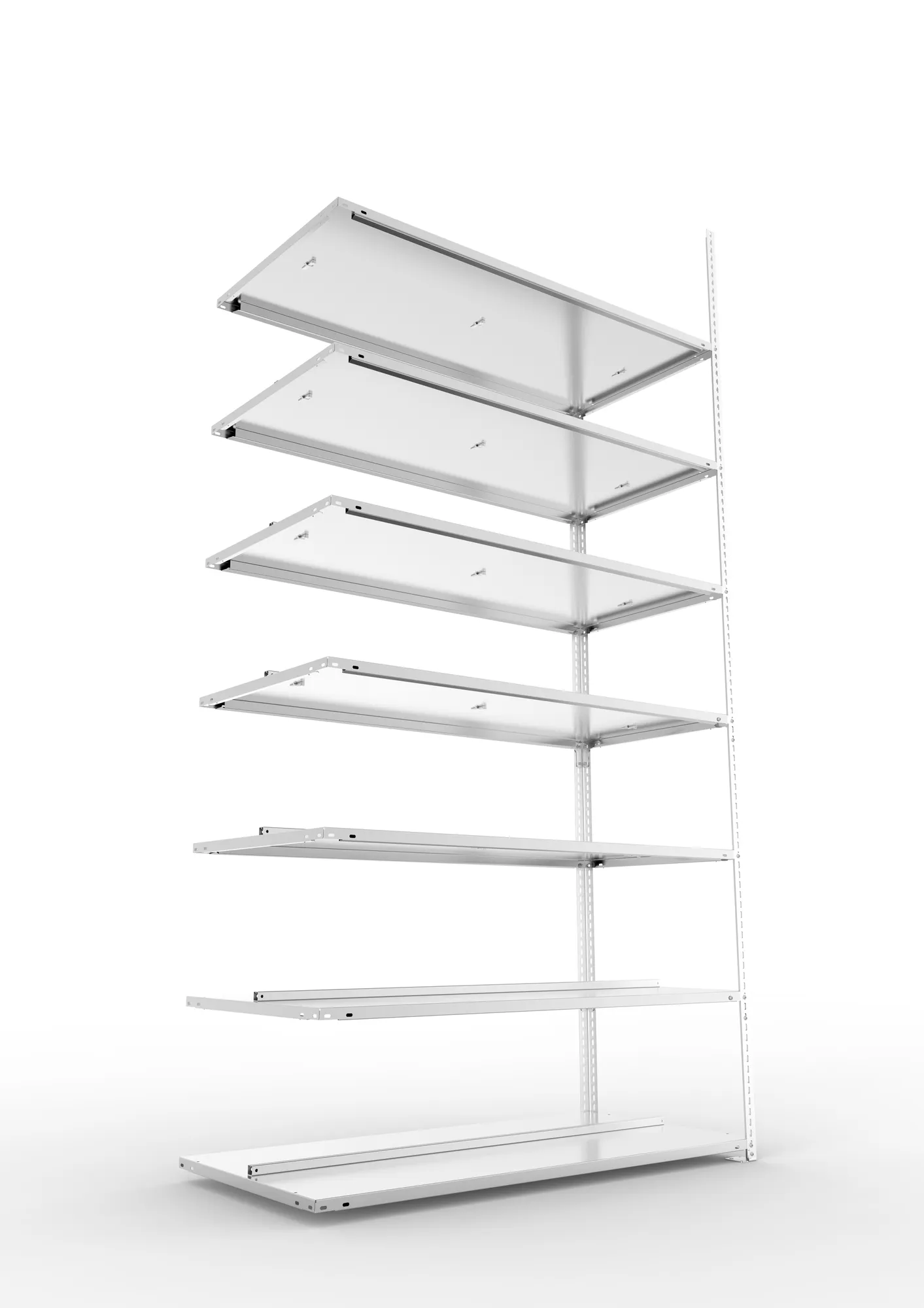 META FIX COMPACT | Büro-Schraubregal | Anbauregal | 2500 x 1250 x 600 mm | Fachlast 100 kg | 7 Ebenen | verzinkt