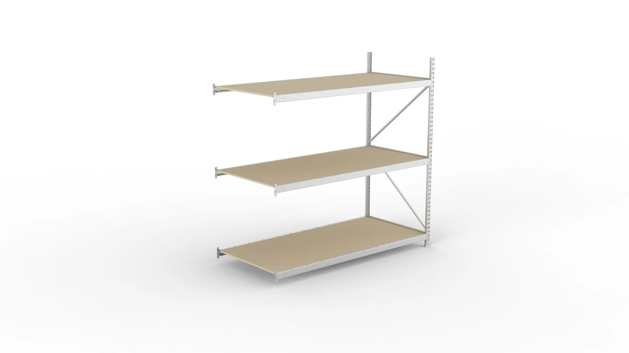 META MINI-RACK Weitspannregal | Anbauregal | 2200 x 2200 x 1050 mm | Fachlast 600 kg | Spanplattenböden | 3 Ebenen