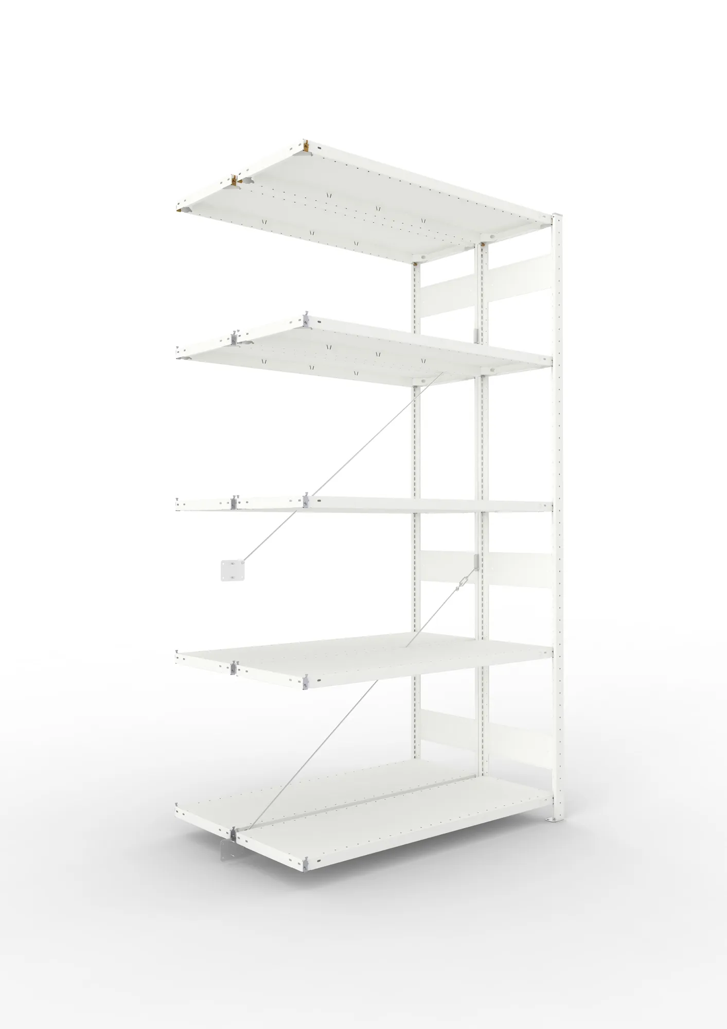 META CLIP | Fachbodenregal | Doppel-Anbauregal | 2500 x 1300 x 400 mm | Fachlast 230 kg | 4+1 Ebenen | RAL 7035