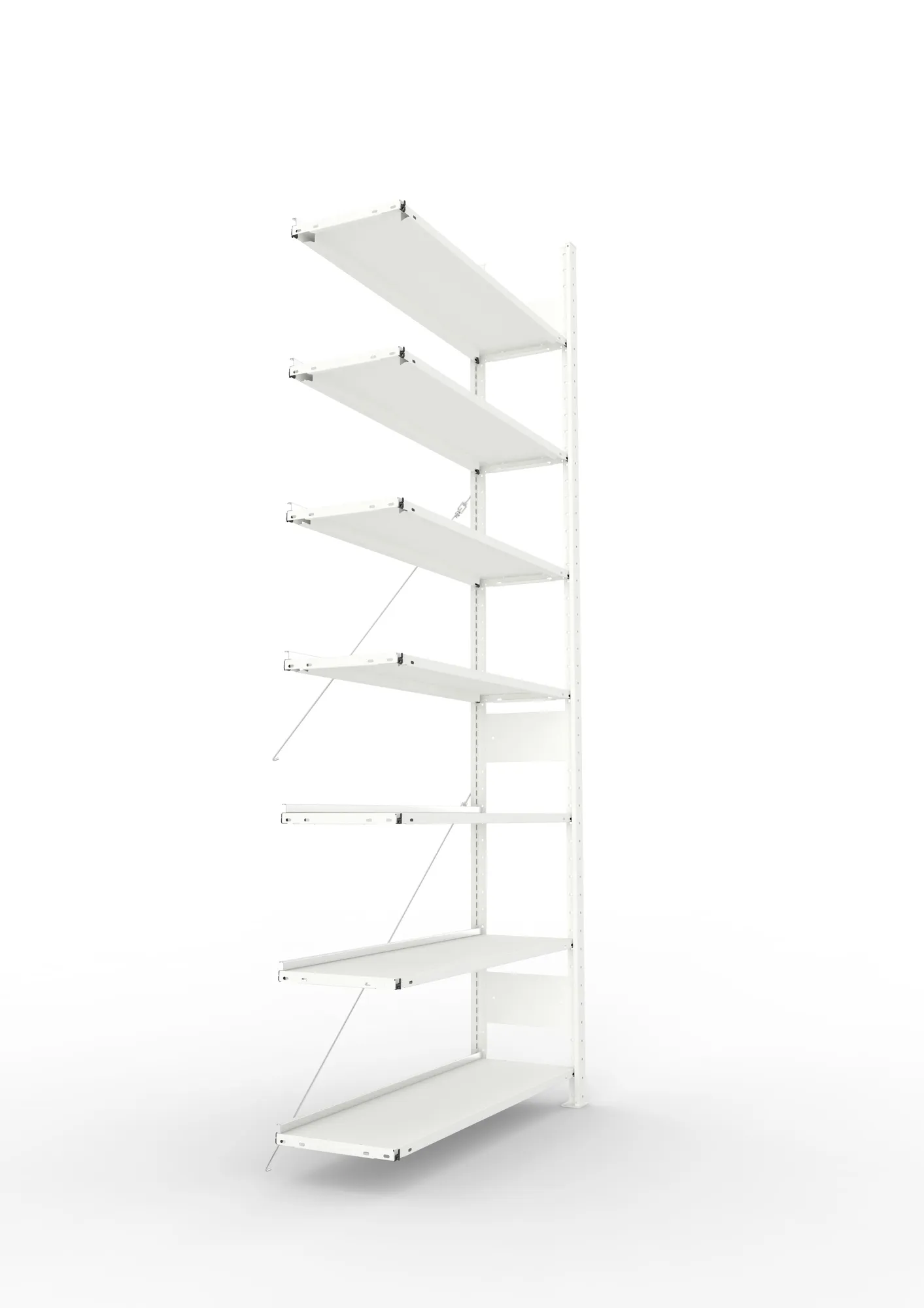 META COMPACT | Büro-Steckregal | Anbauregal | 2500 x 1100 x 300 mm | Fachlast 80 kg | 7 Ebenen | RAL 7035