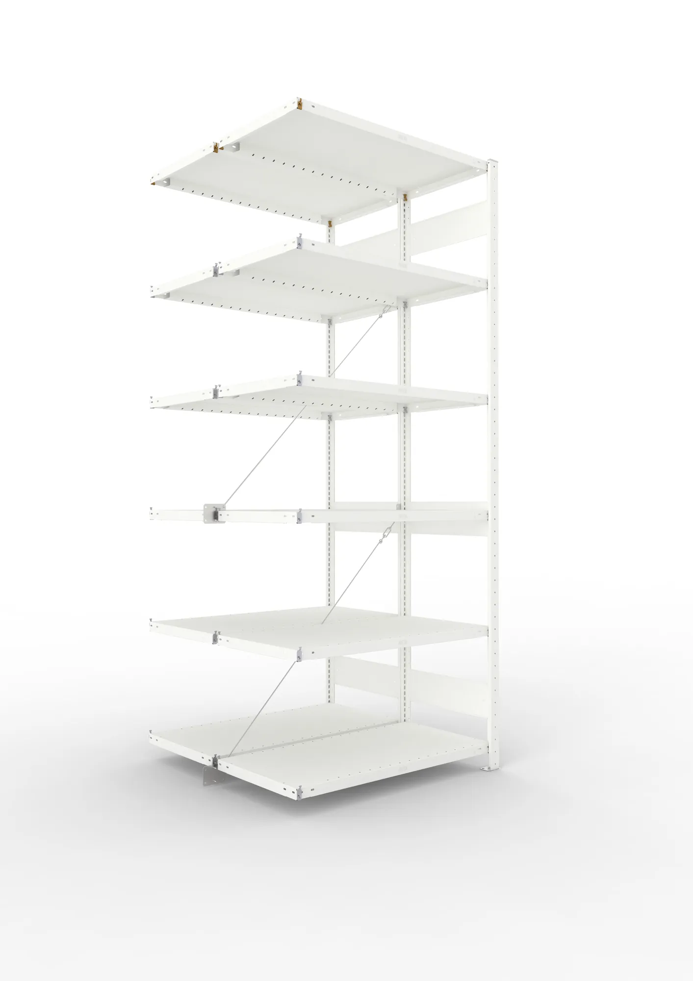 META CLIP | Fachbodenregal | Doppel-Anbauregal | 2500 x 1000 x 500 mm | Fachlast 100 kg | 5+1 Ebenen | RAL 7035