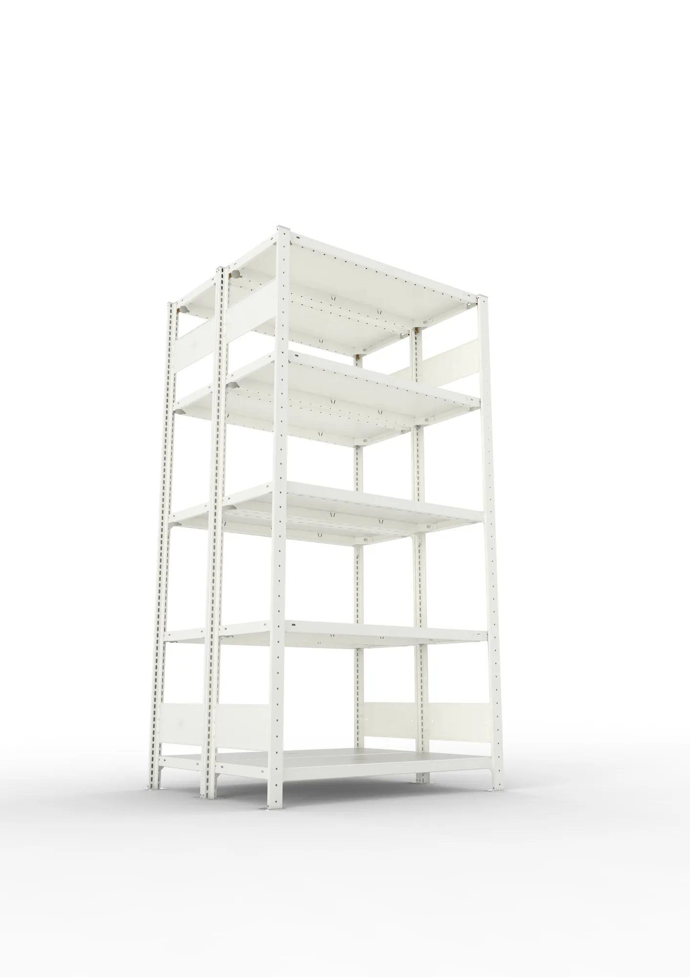 META CLIP S3 | Fachbodenregal | Doppel-Grundregal | 2000 x 1000 x 400 mm | Fachlast 150 kg | 4+1 Ebenen | Längsriegel | RAL 7035