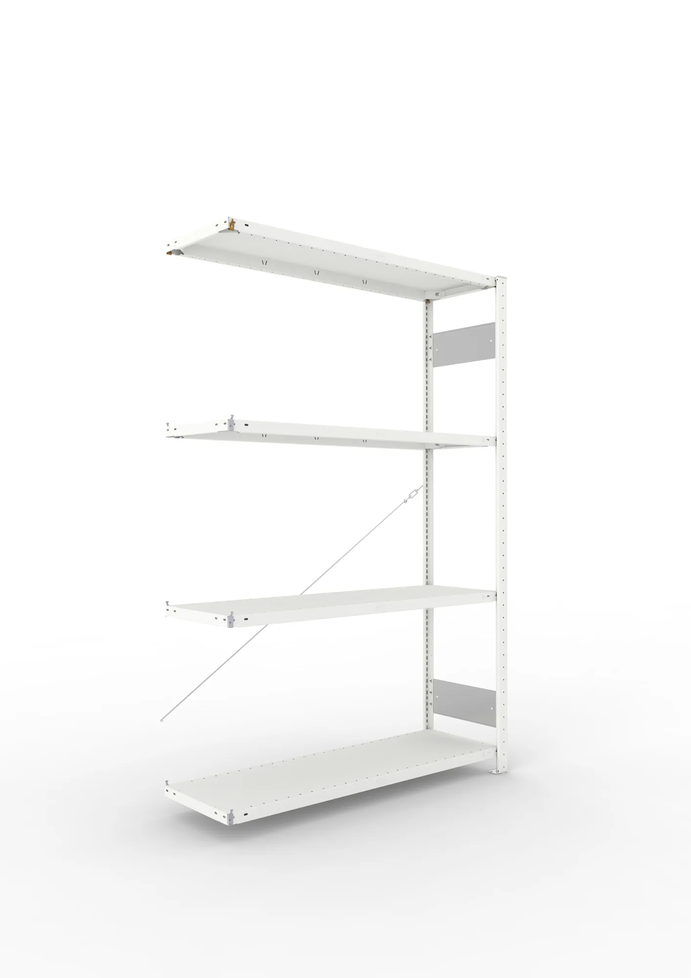 META CLIP S3 | Fachbodenregal | Anbauregal | 2000 x 1300 x 400 mm | Fachlast 150 kg | 3+1 Ebenen | RAL 7035
