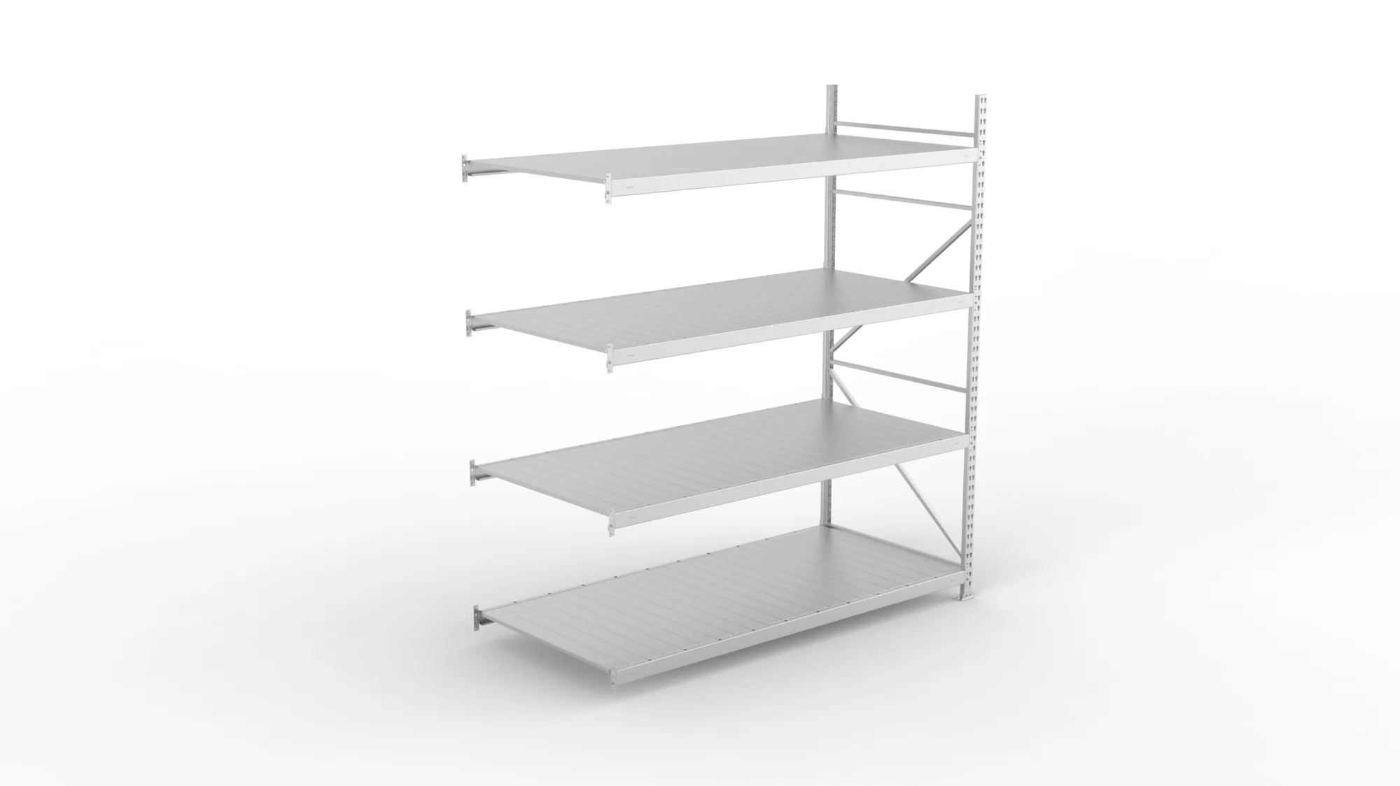 META MINI-RACK Weitspannregal | Anbauregal | 2500 x 2200 x 1050 mm | Fachlast 600 kg | Stahlpaneelböden | 4 Ebenen