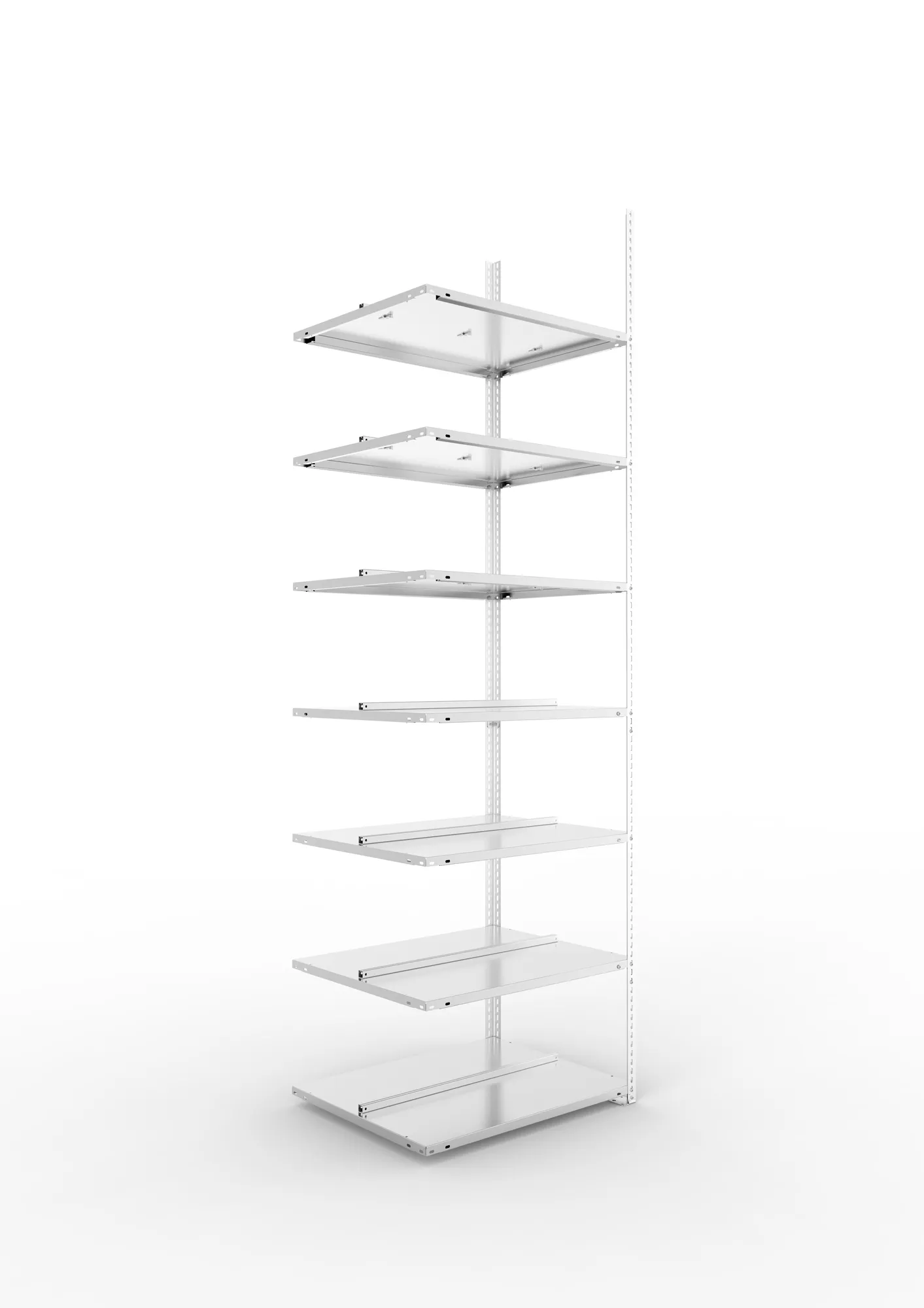 META FIX COMPACT | Büro-Schraubregal | Anbauregal | 2500 x 750 x 600 mm | Fachlast 100 kg | 7 Ebenen | verzinkt