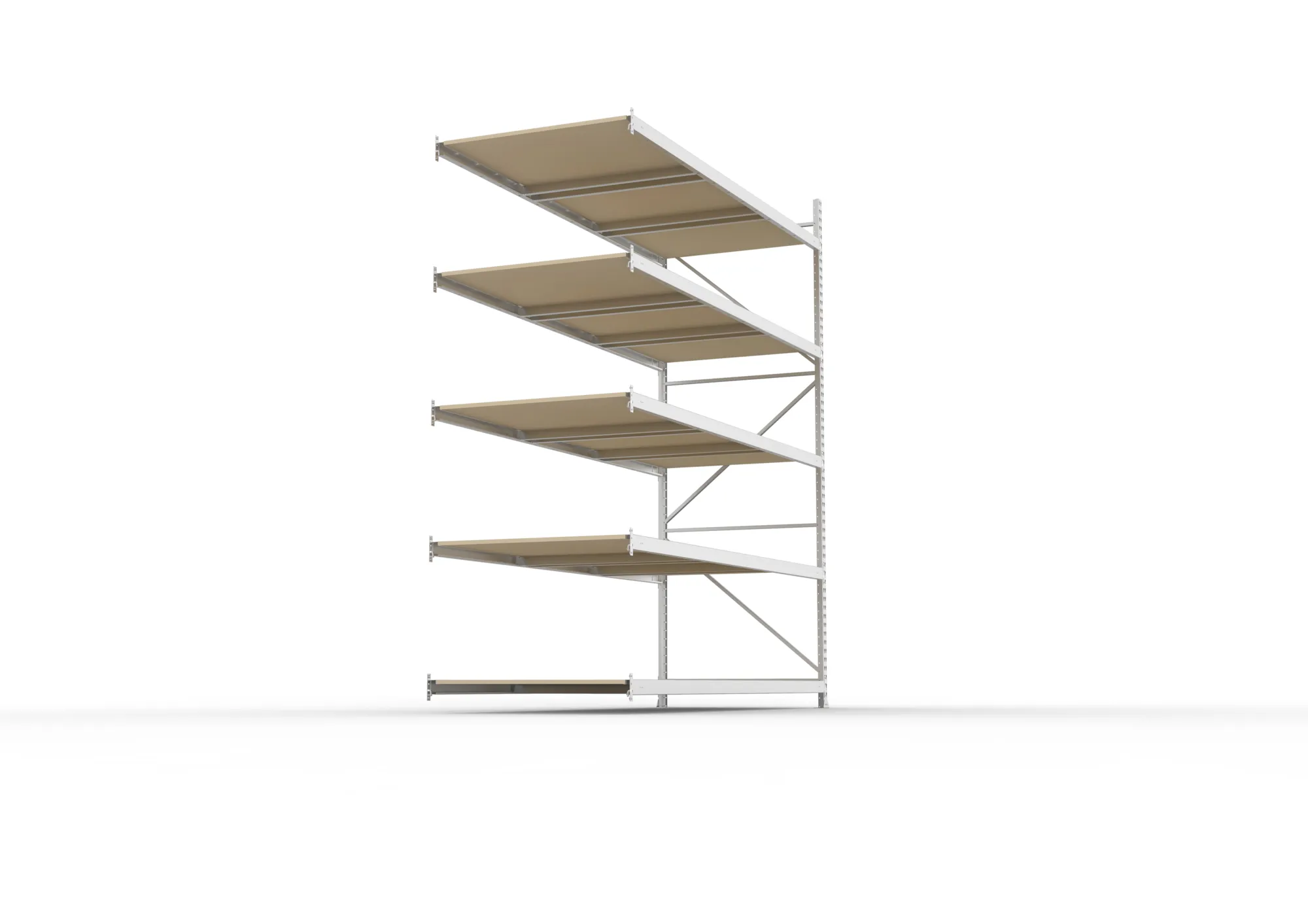 META MINI-RACK Weitspannregal | Anbauregal | 3000 x 2600 x 1050 mm | Fachlast 490 kg | Spanplattenböden | 5 Ebenen