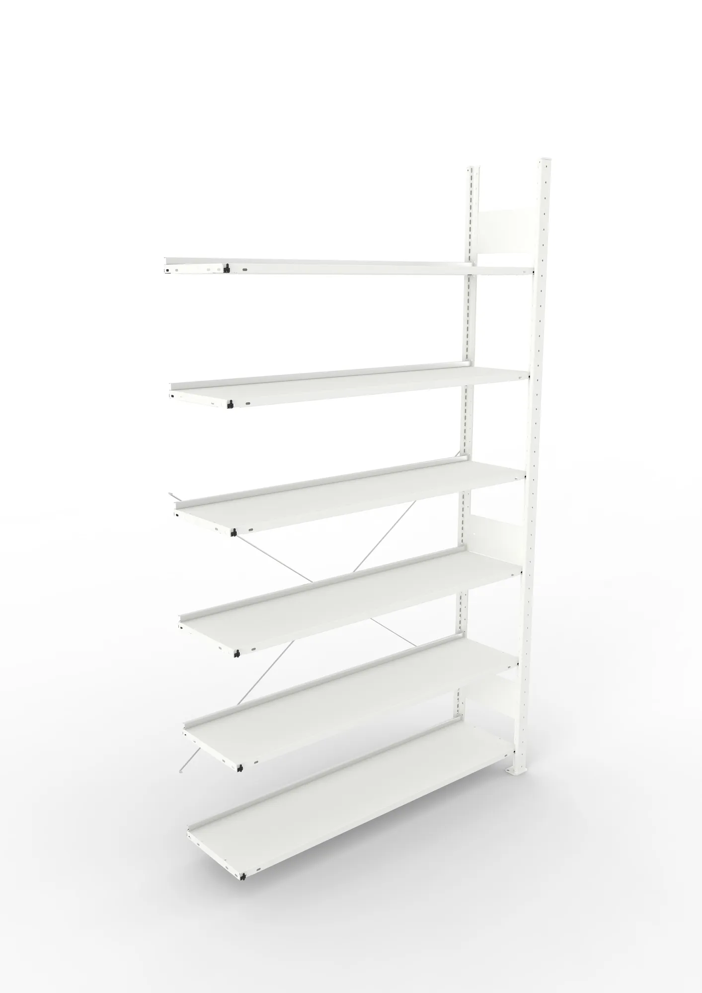 META COMPACT | Büro-Steckregal | Anbauregal | 2200 x 1250 x 300 mm | Fachlast 80 kg | 6 Ebenen | RAL 7035
