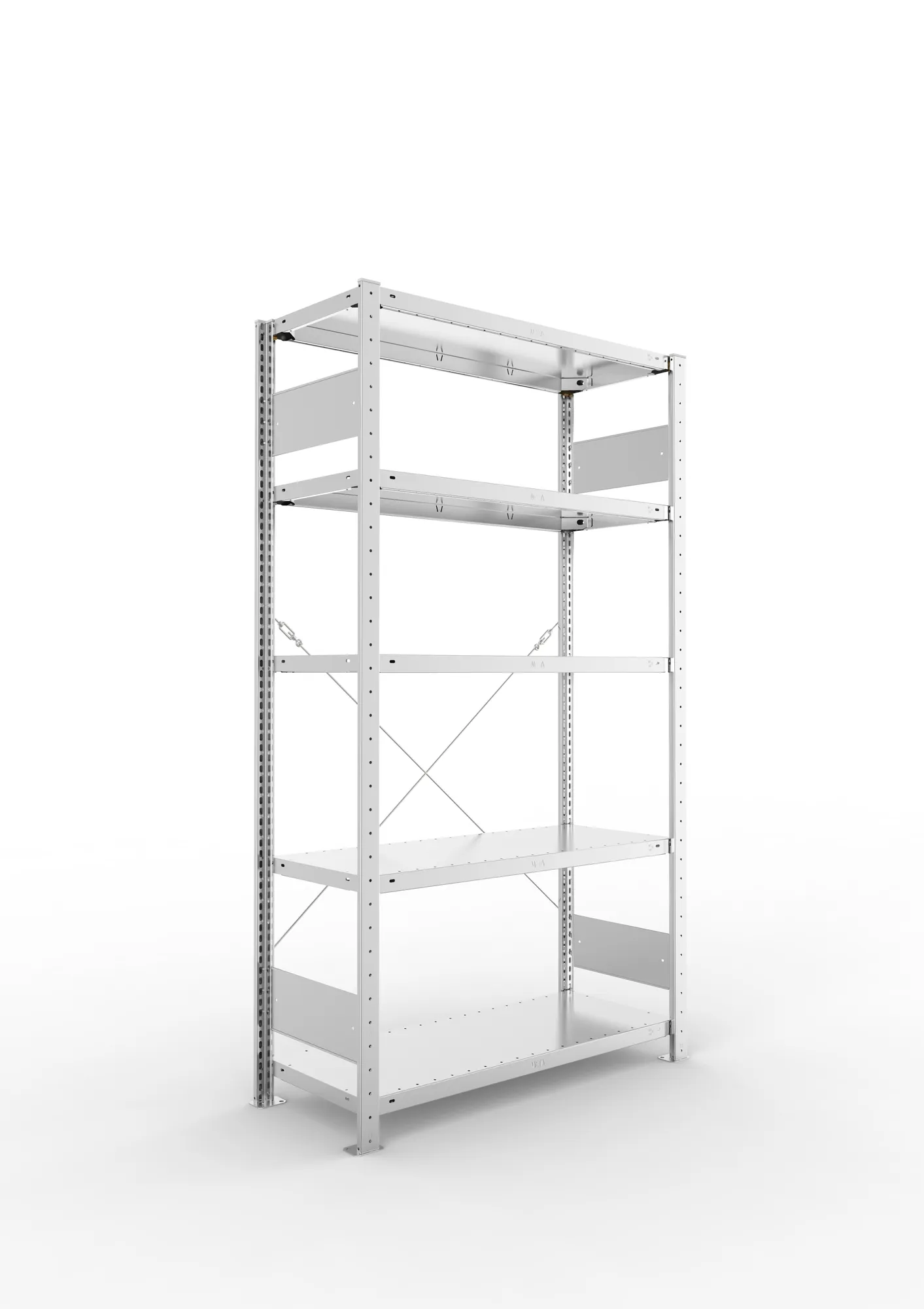 META CLIP S3 | Fachbodenregal | Grundregal | 1850 x 1000 x 400 mm | Fachlast 150 kg | 4+1 Ebenen | verzinkt