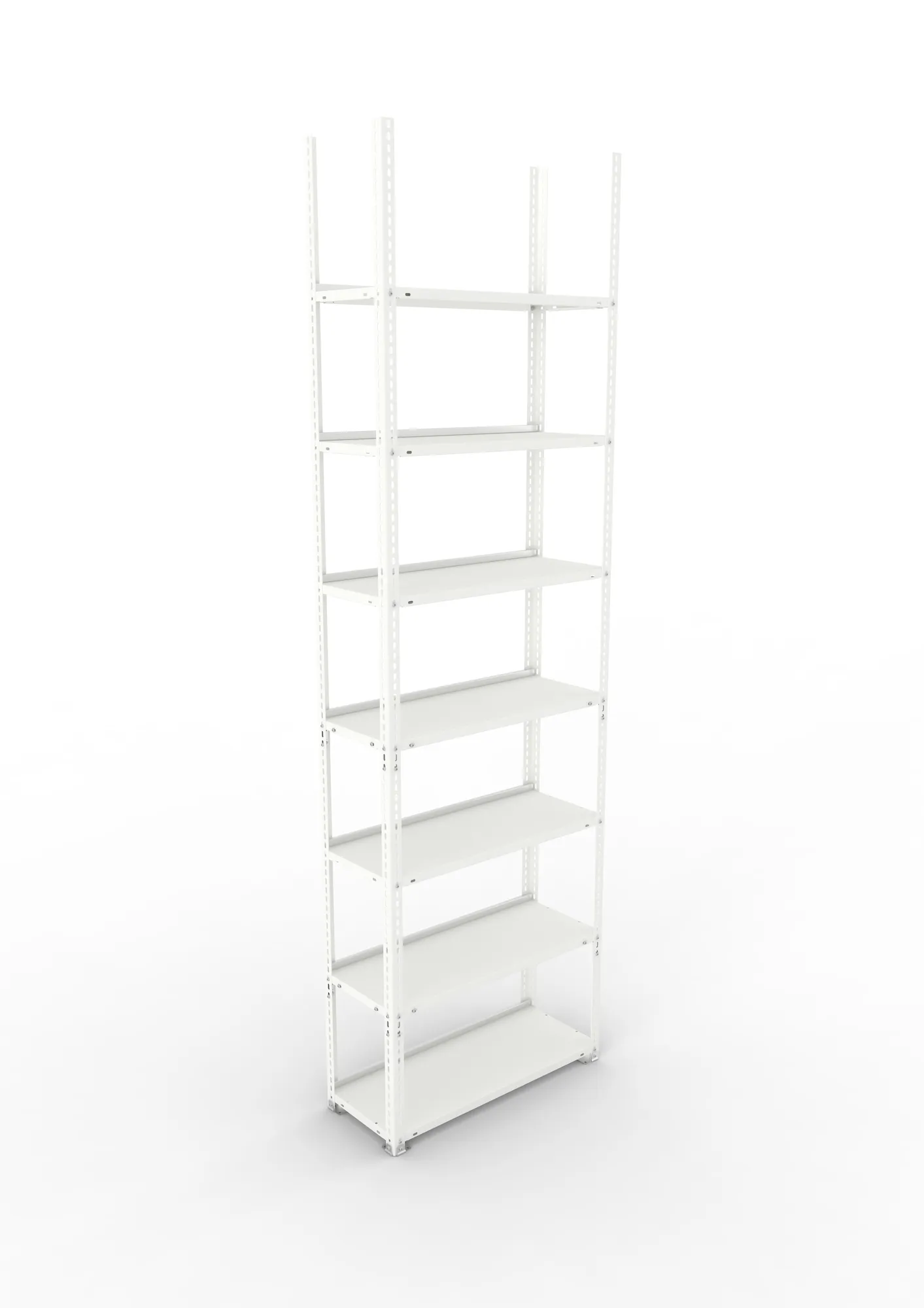 META FIX COMPACT | Büro-Schraubregal | Grundregal | 2500 x 750 x 300 mm | Fachlast 80 kg | 7 Ebenen | RAL 7035
