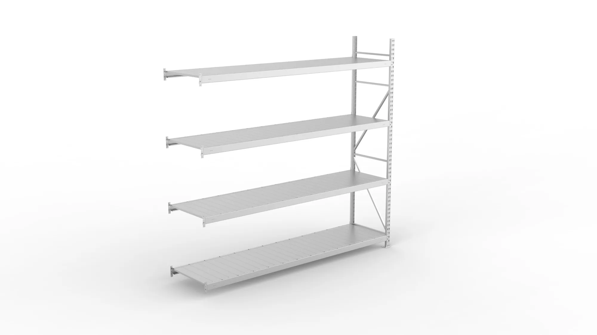 META MINI-RACK Weitspannregal | Anbauregal | 2500 x 2600 x 650 mm | Fachlast 490 kg | Stahlpaneelböden | 4 Ebenen