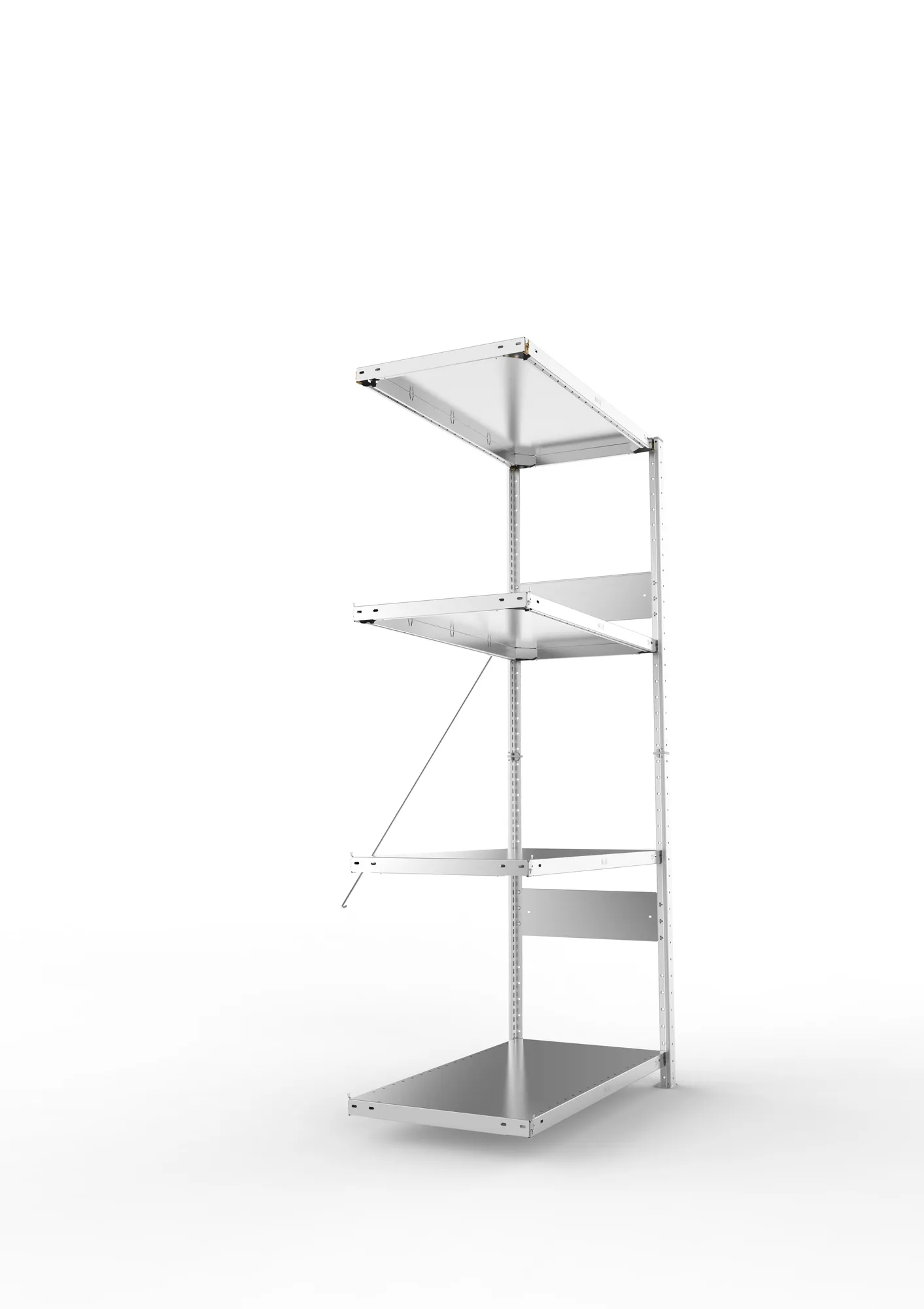 META CLIP SPLIT | Fachbodenregal | Anbauregal | 2000 x 1000 x 500 mm | Fachlast 150 kg | 3+1 Ebenen | verzinkt