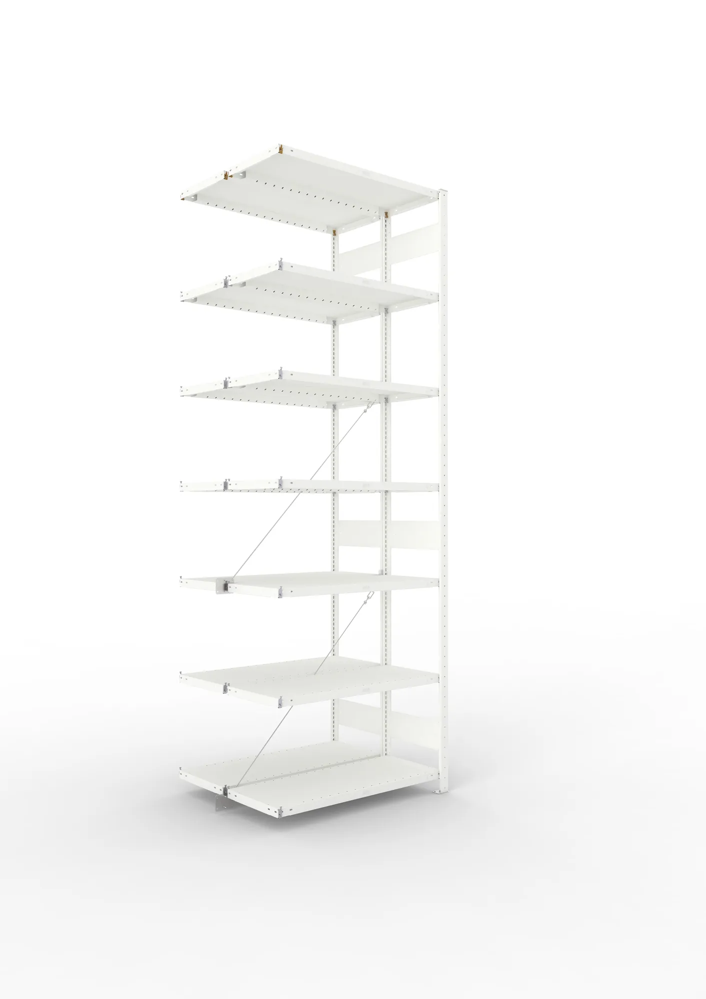 META CLIP | Fachbodenregal | Doppel-Anbauregal | 3000 x 1000 x 400 mm | Fachlast 100 kg | 6+1 Ebenen | RAL 7035