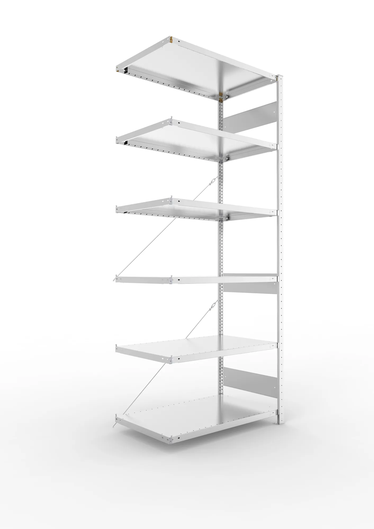 META CLIP S3 | Fachbodenregal | Anbauregal | 2500 x 1000 x 600 mm | Fachlast 230 kg | 5+1 Ebenen | verzinkt