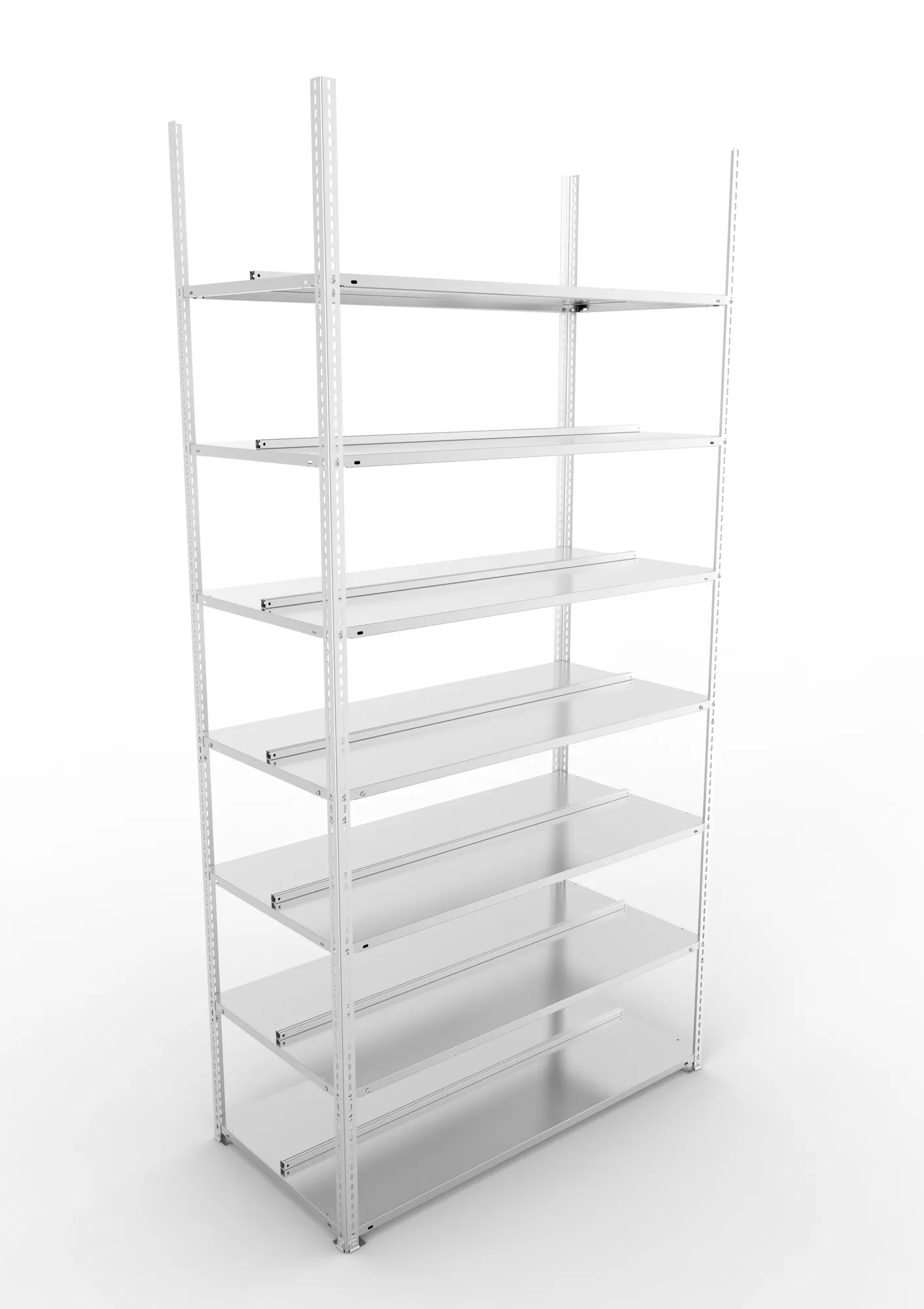 META FIX COMPACT | Büro-Schraubregal | Grundregal | 2500 x 1250 x 600 mm | Fachlast 100 kg | 7 Ebenen | verzinkt
