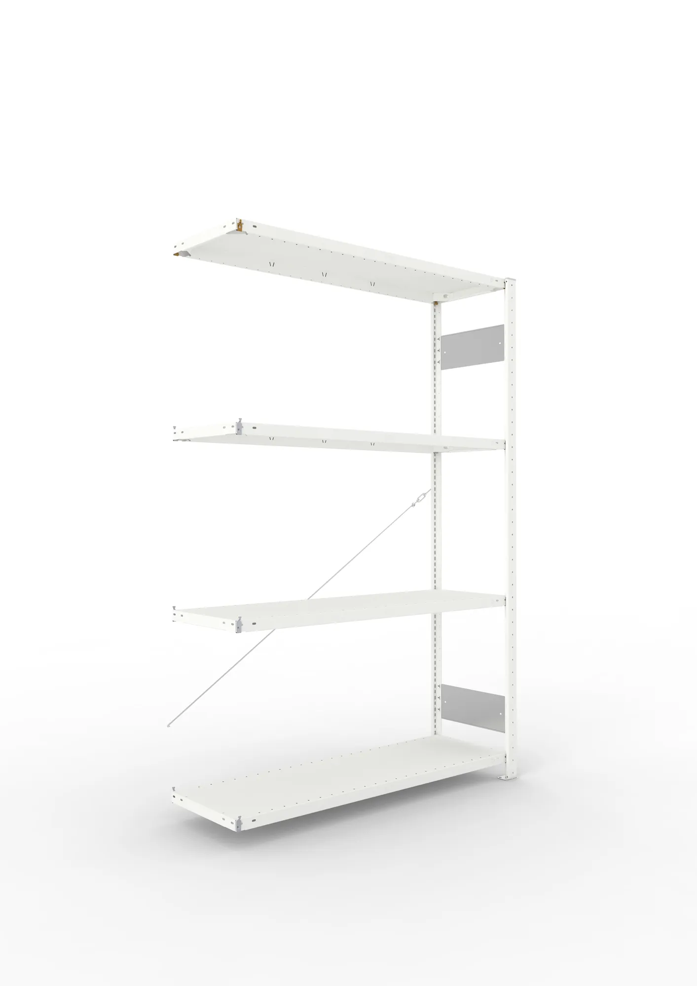 META CLIP S3 | Fachbodenregal | Anbauregal | 2000 x 1300 x 400 mm | Fachlast 230 kg | 3+1 Ebenen | RAL 7035