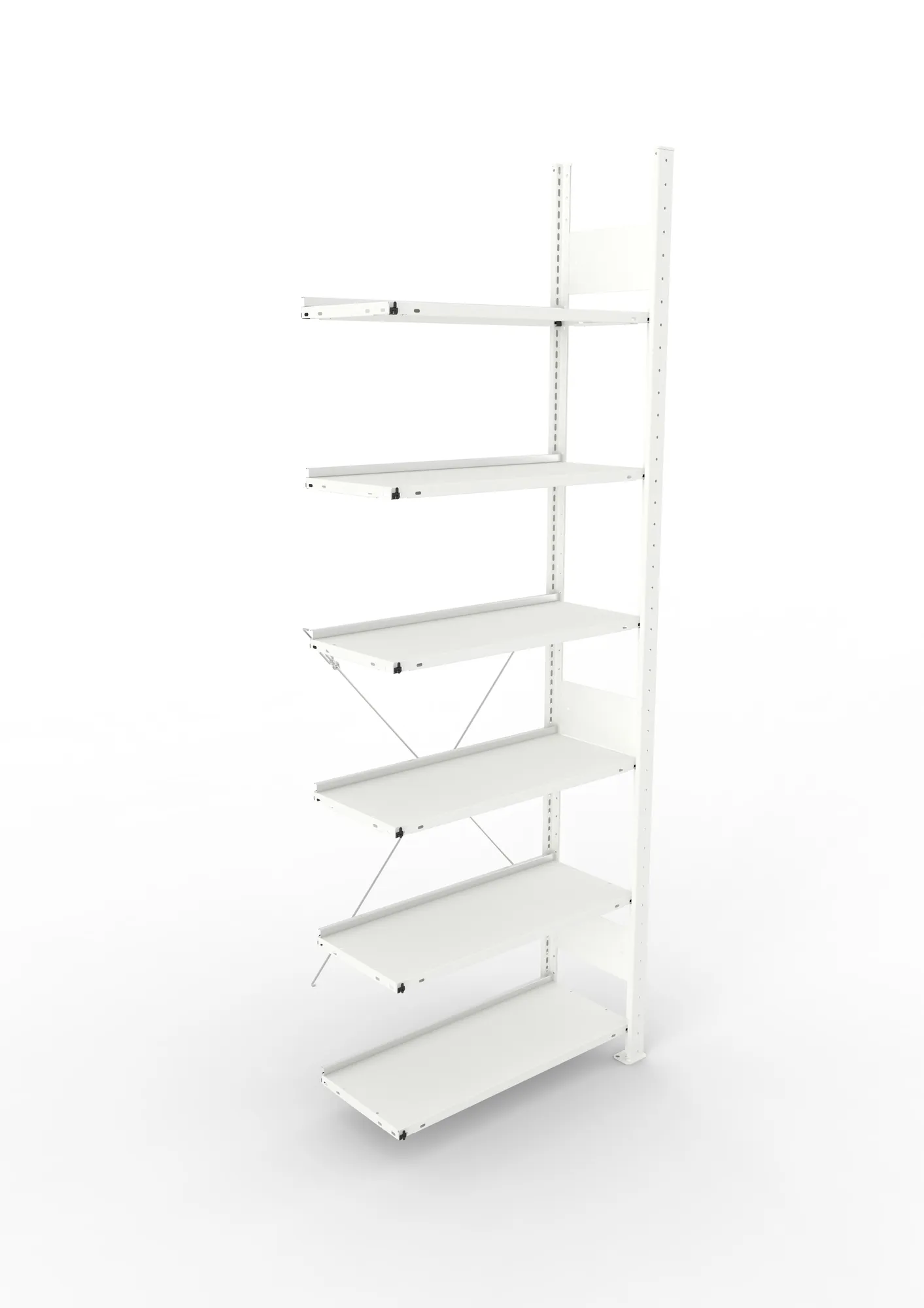 META COMPACT | Büro-Steckregal | Anbauregal | 2200 x 750 x 300 mm | Fachlast 80 kg | 6 Ebenen | RAL 7035