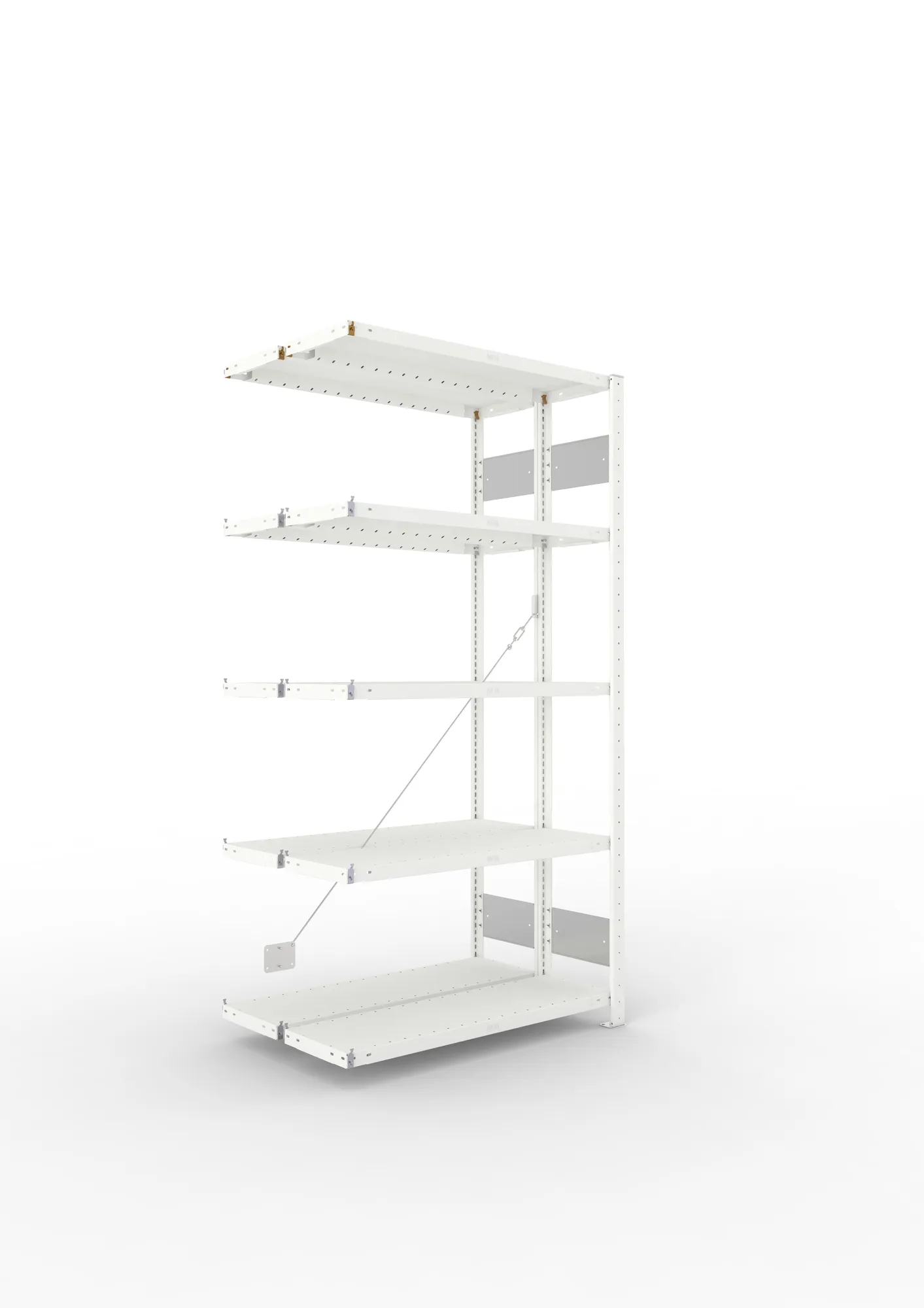 META CLIP S3 | Fachbodenregal | Doppel-Anbauregal | 2000 x 1000 x 300 mm | Fachlast 230 kg | 4+1 Ebenen | RAL 7035