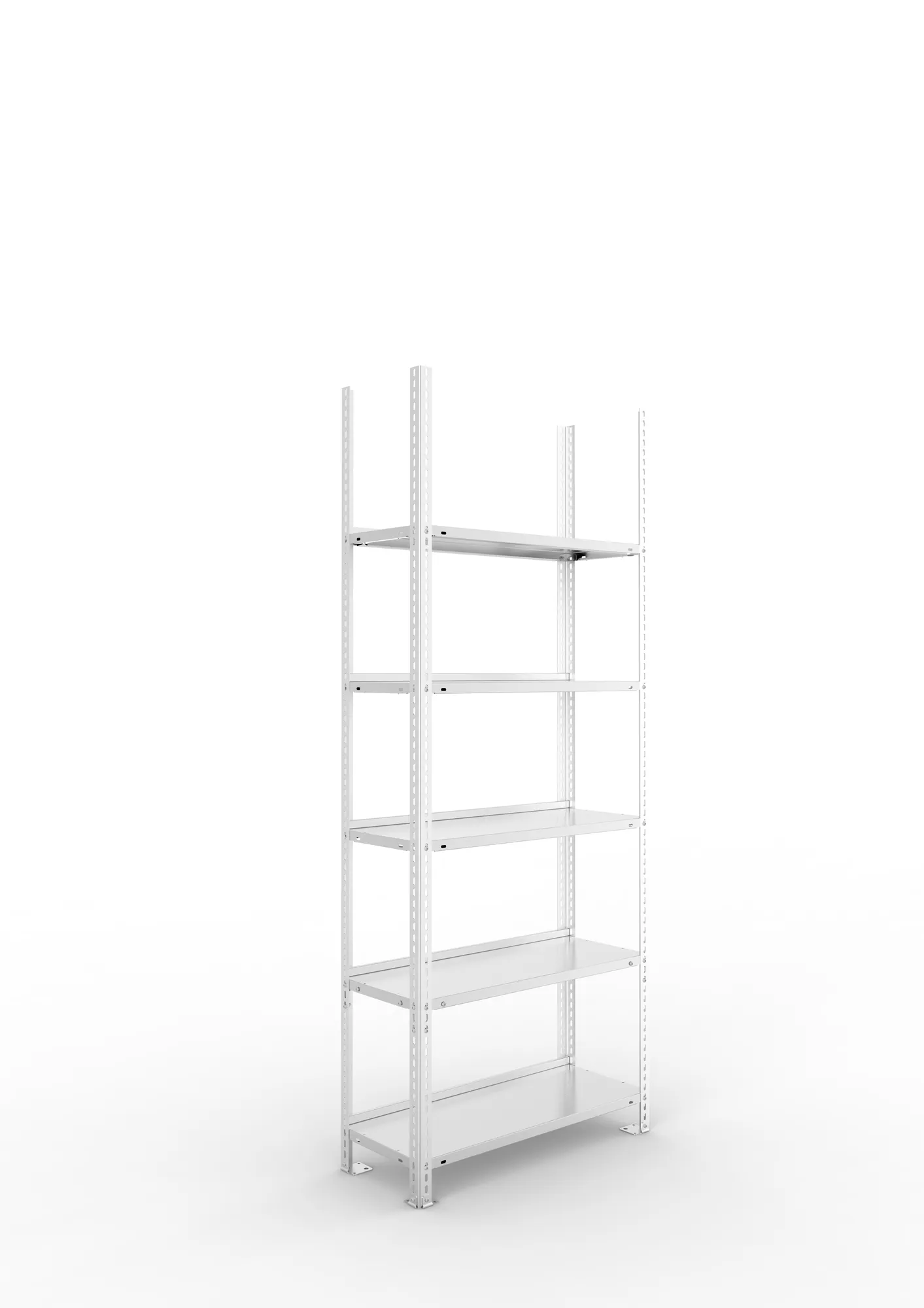 META FIX COMPACT | Büro-Schraubregal | Grundregal | 1850 x 750 x 300 mm | 90 kg | 5 Ebenen | verzinkt