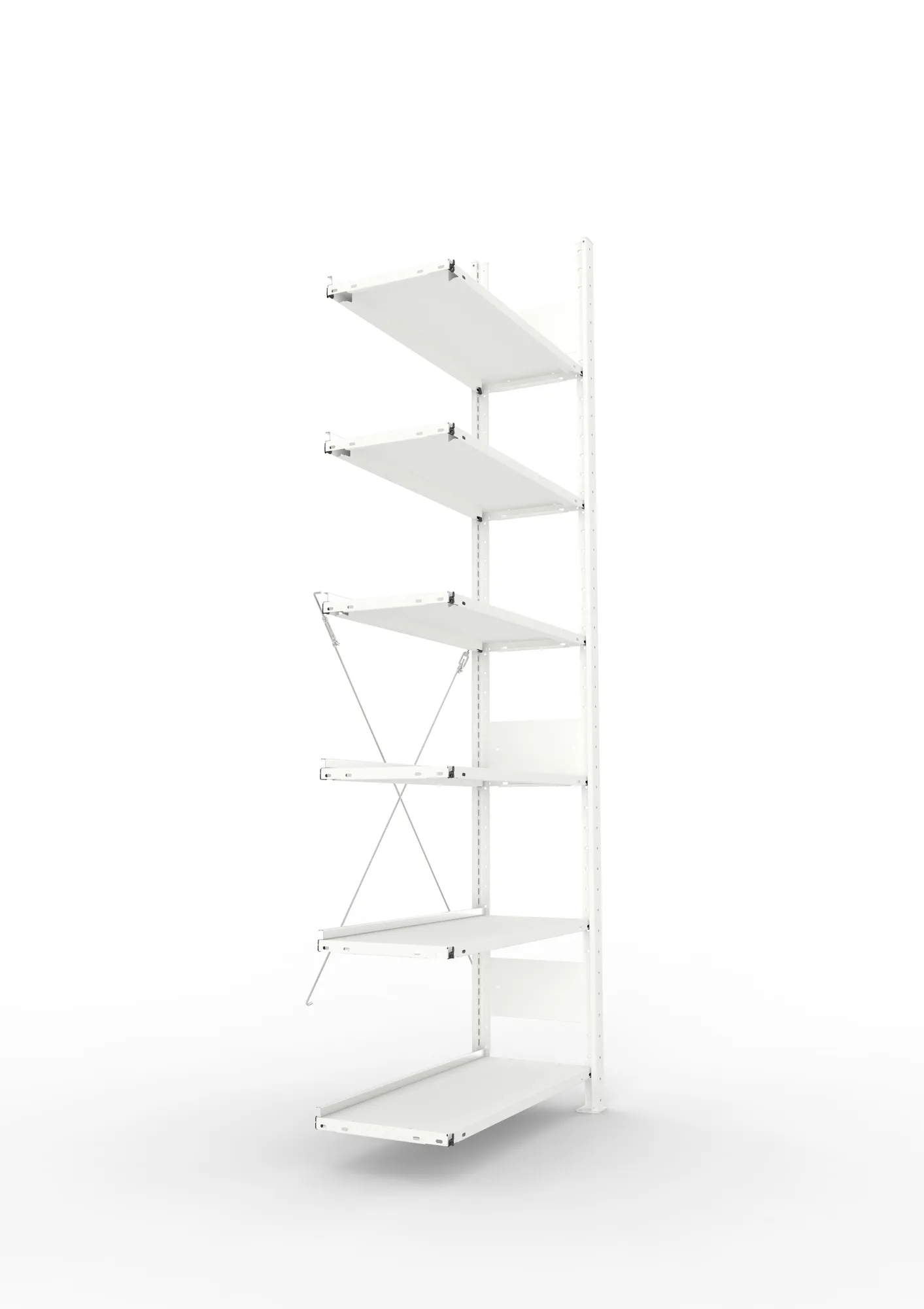 META COMPACT | Büro-Steckregal | Anbauregal | 2200 x 750 x 300 mm | Fachlast 80 kg | 6 Ebenen | RAL 7035