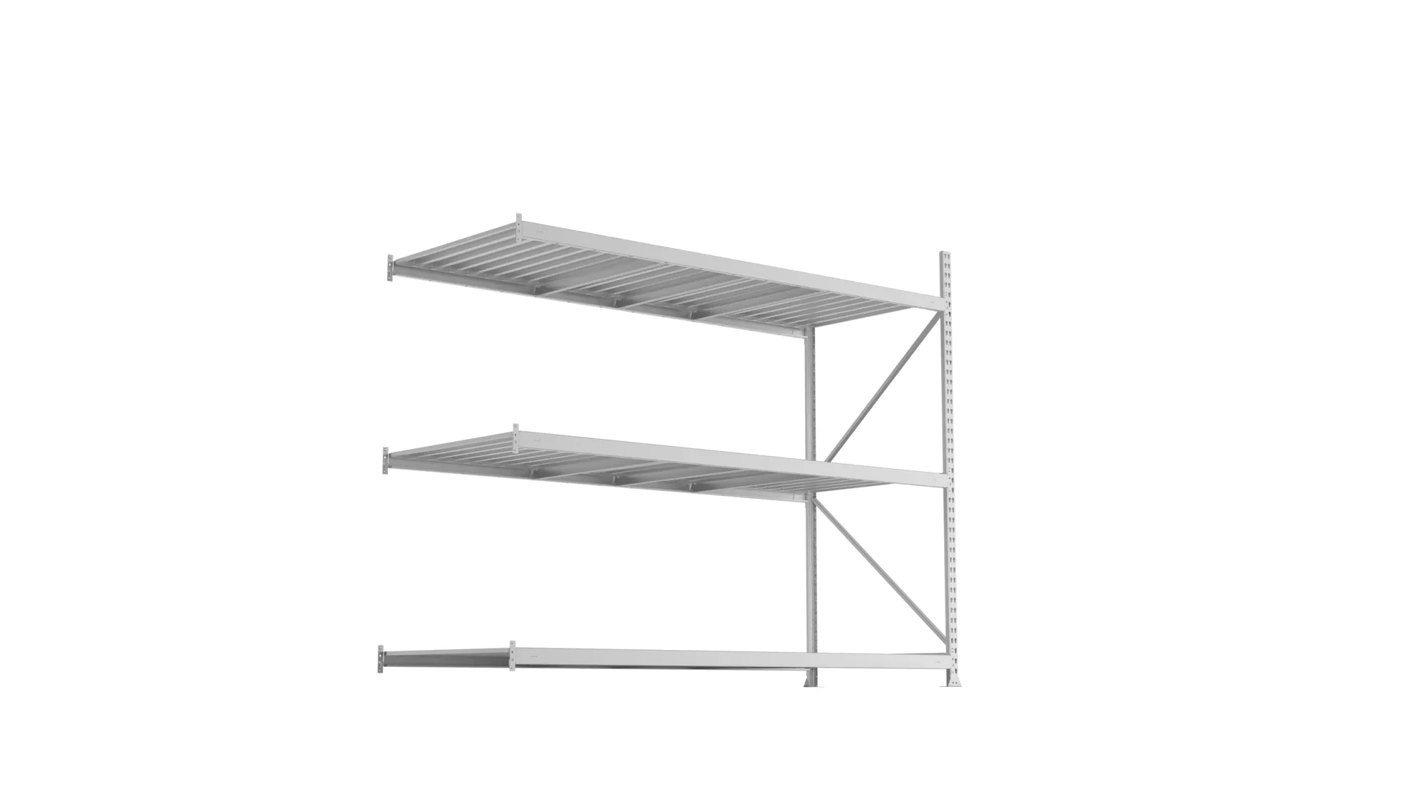 META MINI-RACK Weitspannregal | Anbauregal | 2200 x 2600 x 1050 mm | Fachlast 490 kg | Stahlpaneelböden | 3 Ebenen