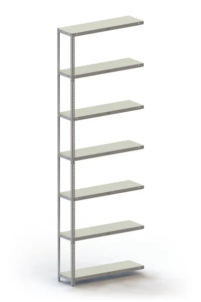 META FIX | Fachbodenregal | Anbauregal | 3000 x 1000 x 300 mm | Fachlast 100 kg | 7 Ebenen | verzinkt