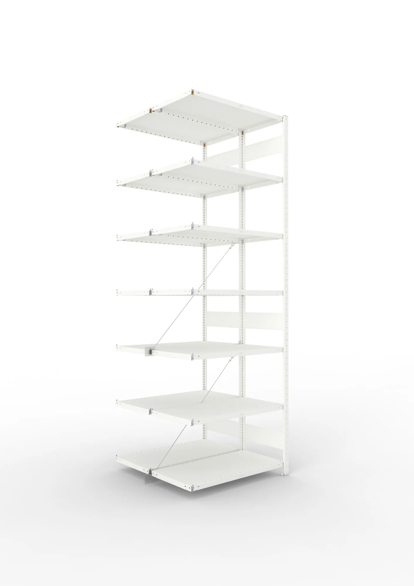 META CLIP | Fachbodenregal | Doppel-Anbauregal | 3000 x 1000 x 500 mm | Fachlast 230 kg | 6+1 Ebenen | RAL 7035