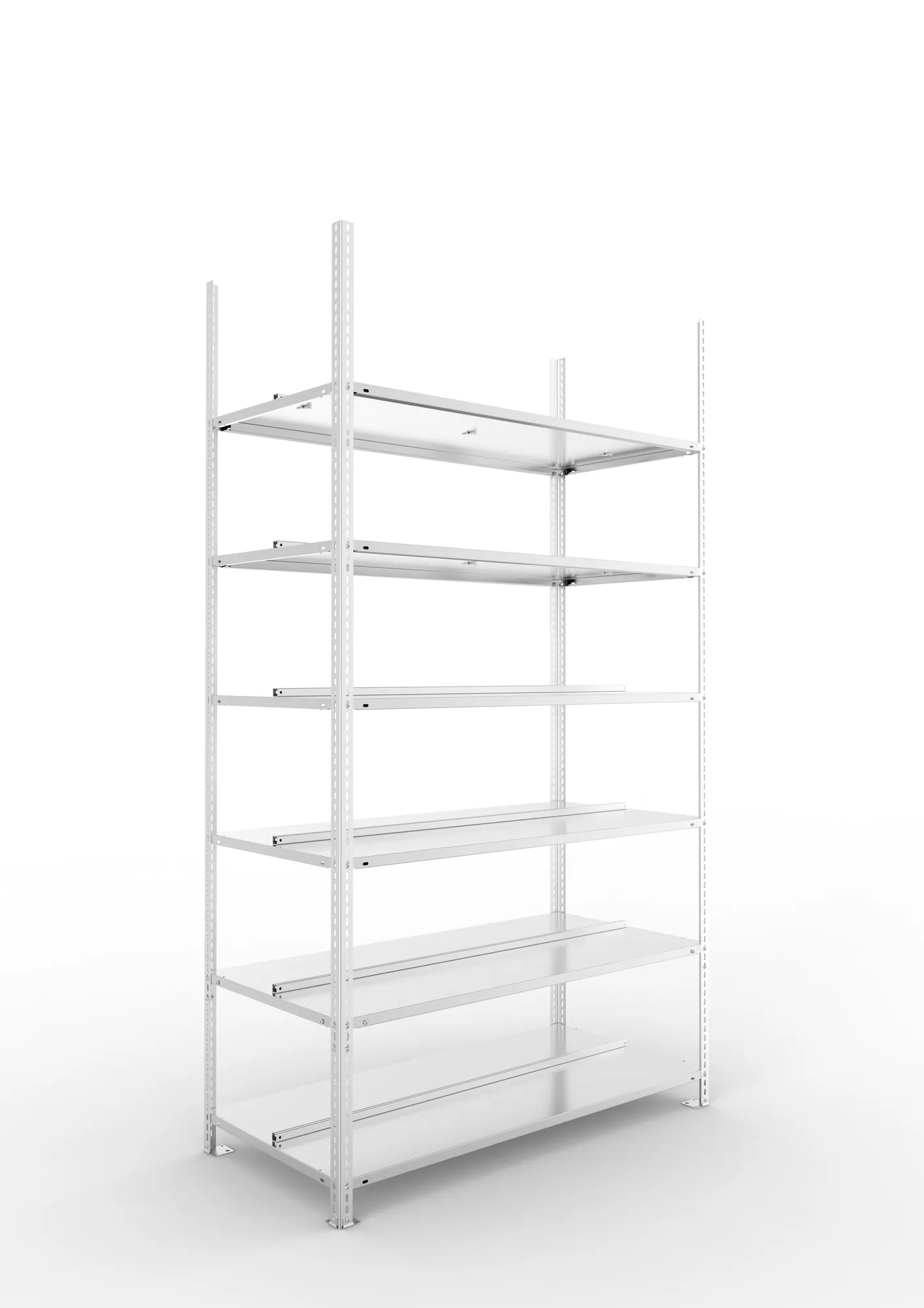 META FIX COMPACT | Büro-Schraubregal | Grundregal | 2200 x 1250 x 600 mm | Fachlast 100 kg | 6 Ebenen | verzinkt
