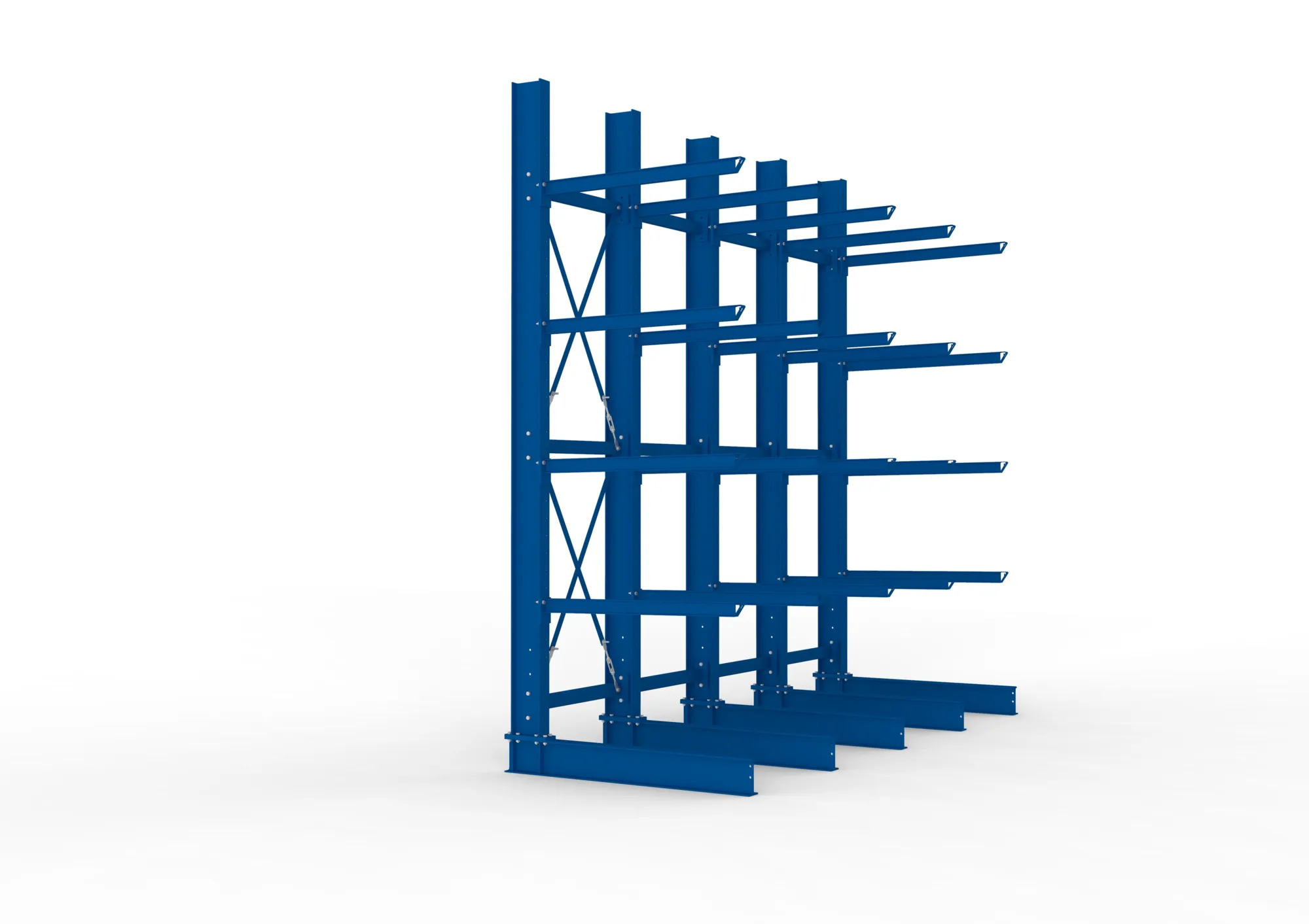 META MULTISTRONG H | Kragarmregal | 4 Felder | 4000 x 4000 x 1250 mm | Armlast 400 kg | einseitig | 4+1 Ebenen