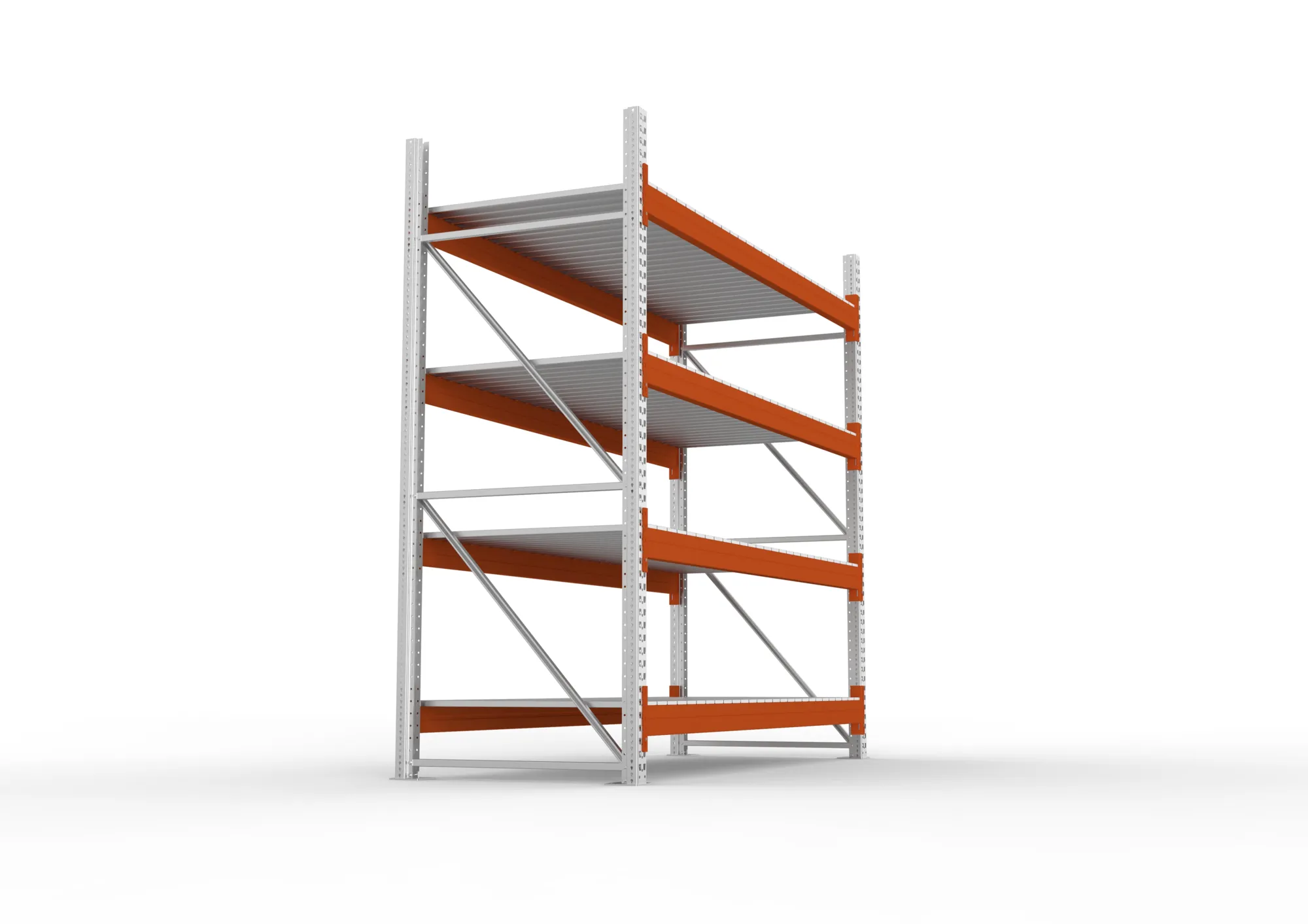 META MULTIPAL | Großfachregal | Grundregal | 2700 x 2700 x 1100 mm | Fachlast 2400 kg | 4 Ebenen | Stahlpaneele | verzinkt