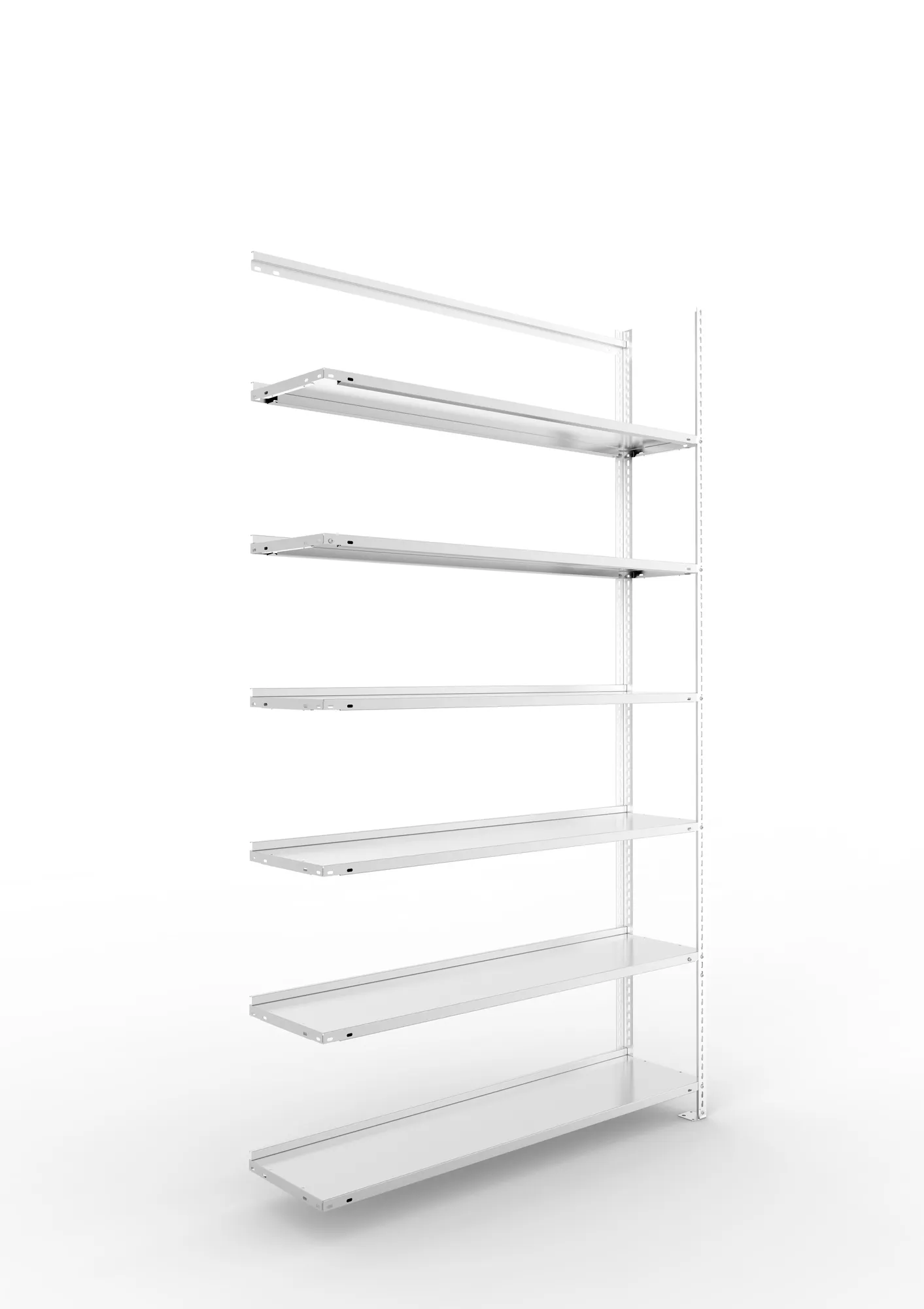 META FIX COMPACT | Büro-Schraubregal | Anbauregal | 2200 x 1250 x 300 mm | Fachlast 80 kg | 6 Ebenen | verzinkt