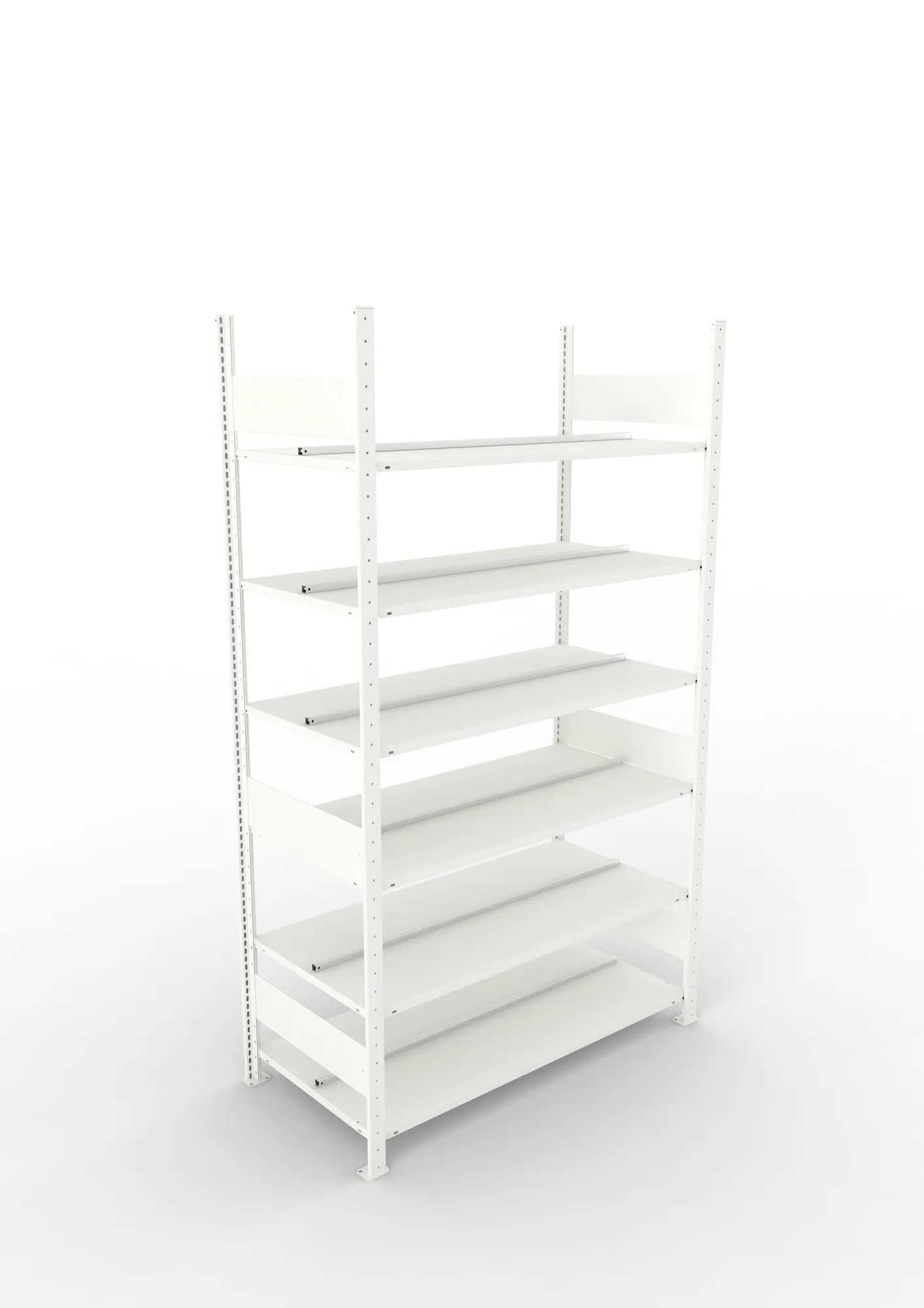 META COMPACT | Büro-Steckregal | Grundregal | 2200 x 1250 x 600 mm | Fachlast 100 kg | 6 Ebenen | RAL 7035