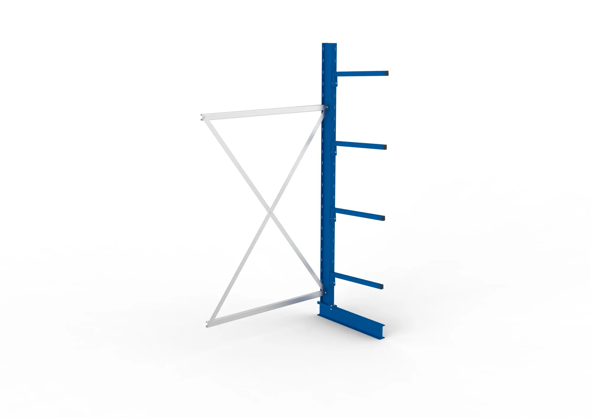 META MULTISTRONG L | Kragarmregal | Anbauregal | 2500 x 1300 x 600 mm | Armlast 140 kg | einseitig | 4+1 Ebenen