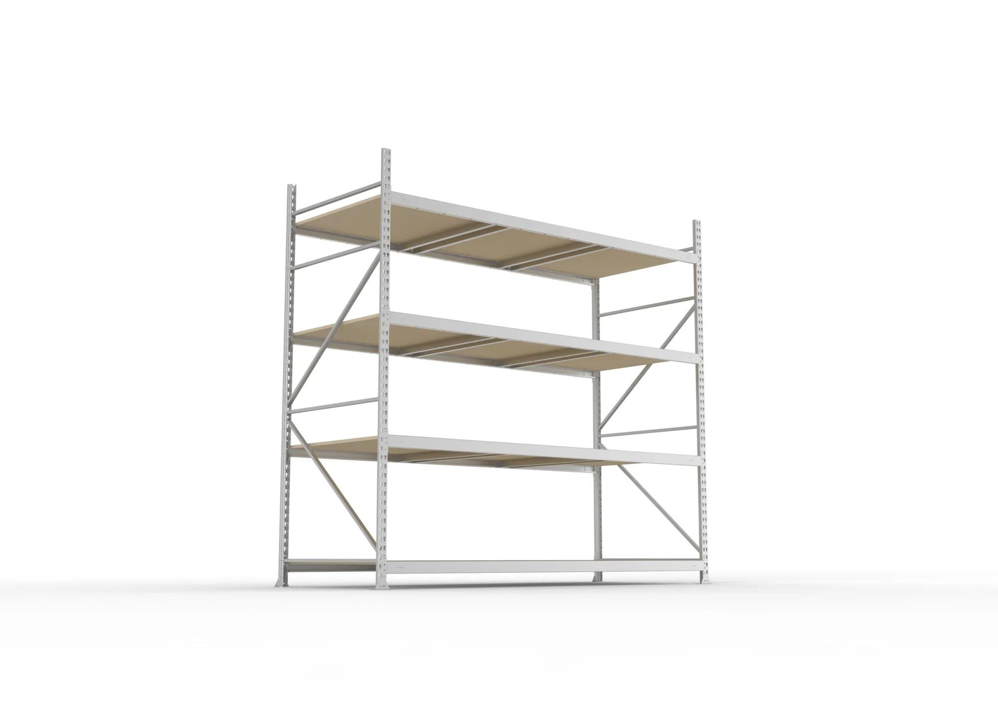 META MINI-RACK Weitspannregal | Grundregal | 2500 x 2600 x 1050 mm | Fachlast 490 kg | Spanplattenböden | 4 Ebenen