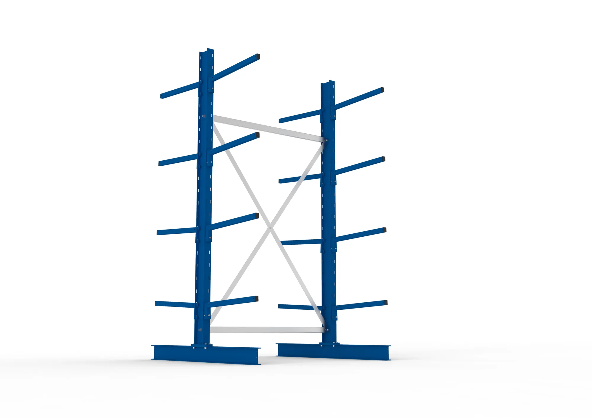 META MULTISTRONG L | Kragarmregal | Grundregal | 2500 x 1300 x 600 mm | Armlast 140 kg | doppelseitig | 4+1 Ebenen