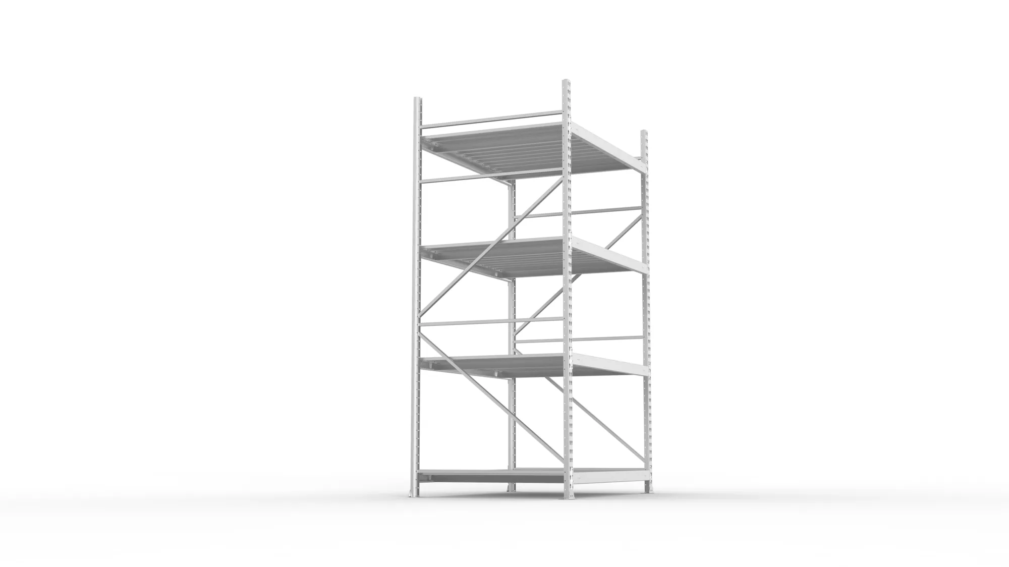 META MINI-RACK Weitspannregal | Grundregal | 2500 x 1400 x 1050 mm | Fachlast 600 kg | Stahlpaneelböden | 4 Ebenen