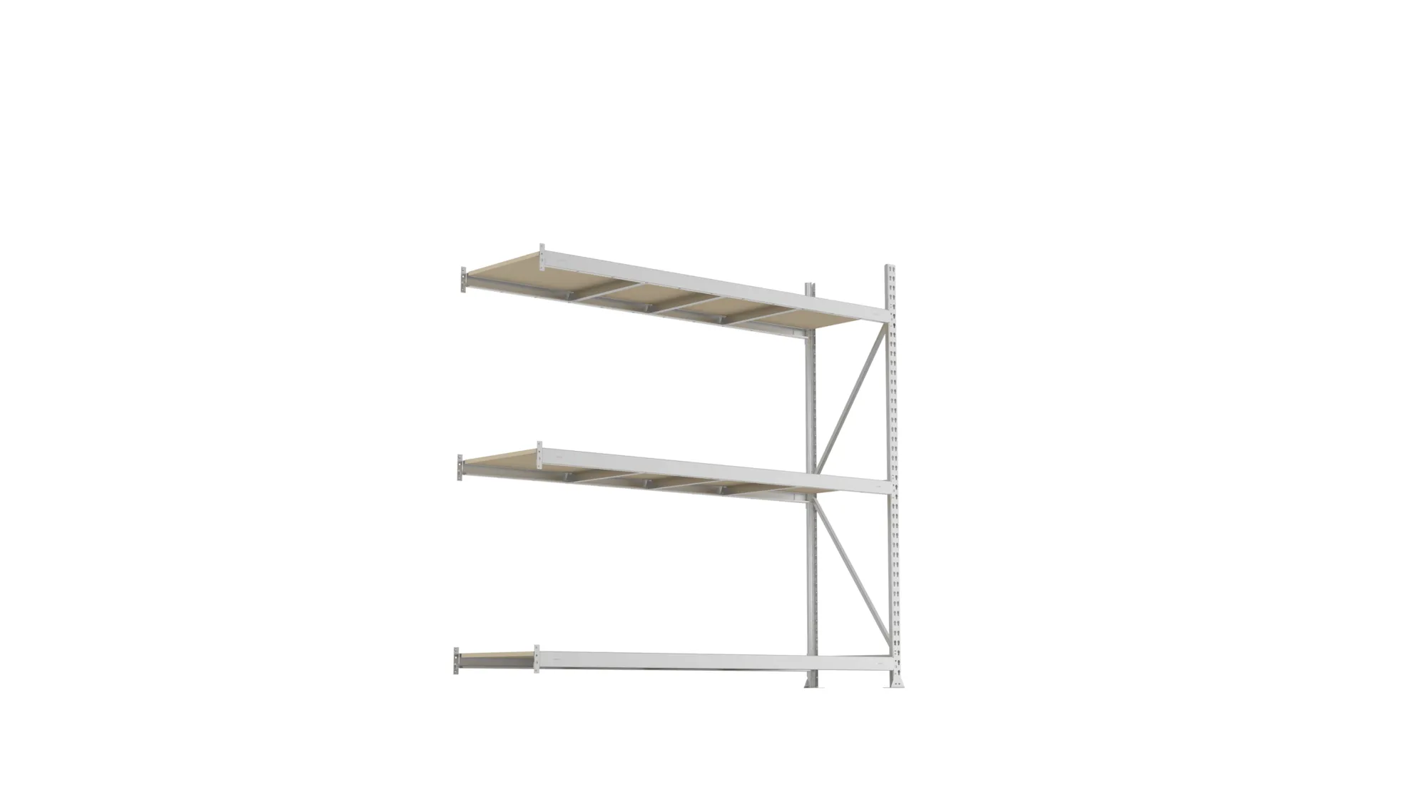 META MINI-RACK Weitspannregal | Anbauregal | 2200 x 2200 x 650 mm | Fachlast 600 kg | Spanplattenböden | 3 Ebenen
