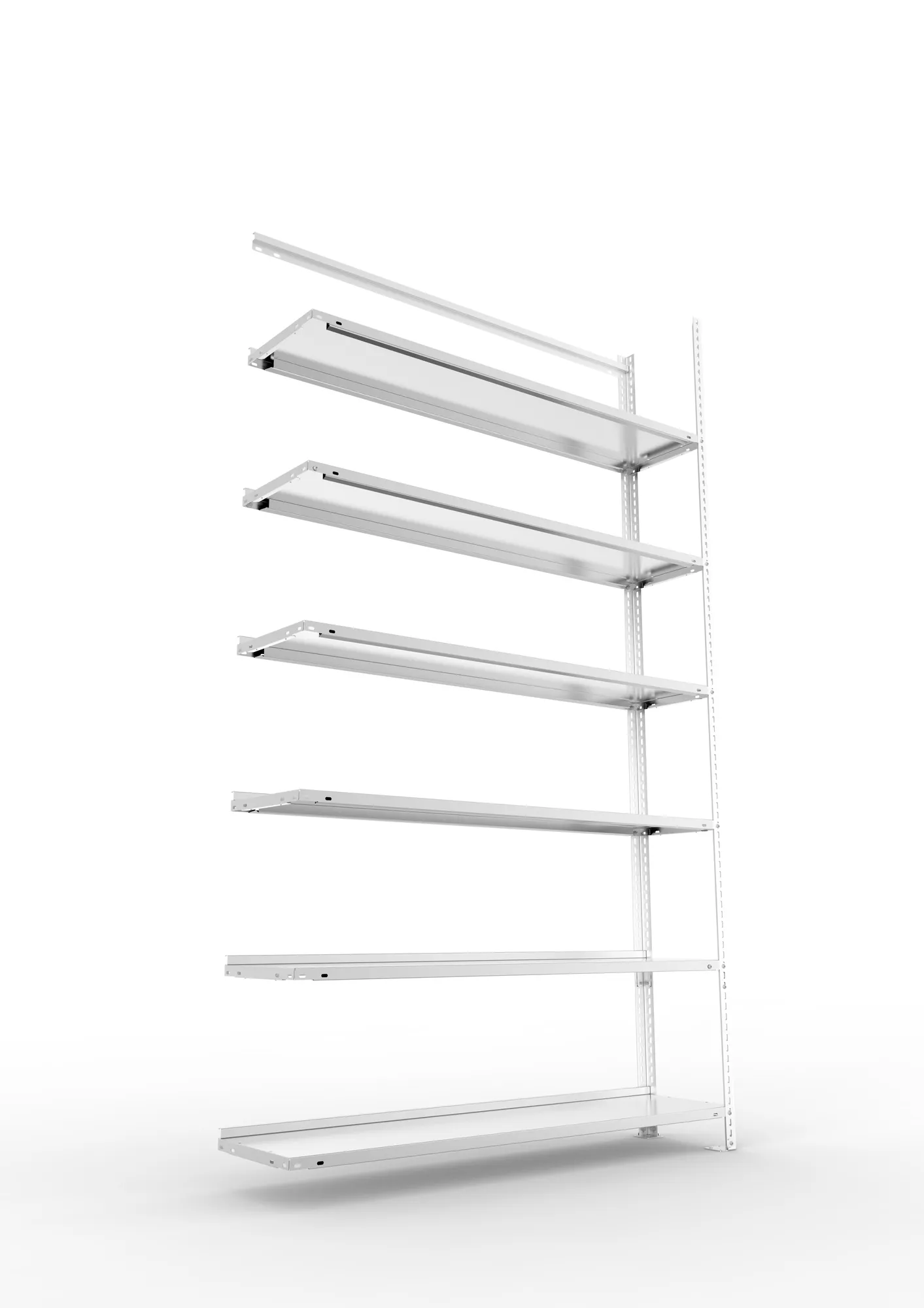META FIX COMPACT | Büro-Schraubregal | Anbauregal | 2200 x 1250 x 300 mm | Fachlast 80 kg | 6 Ebenen | verzinkt