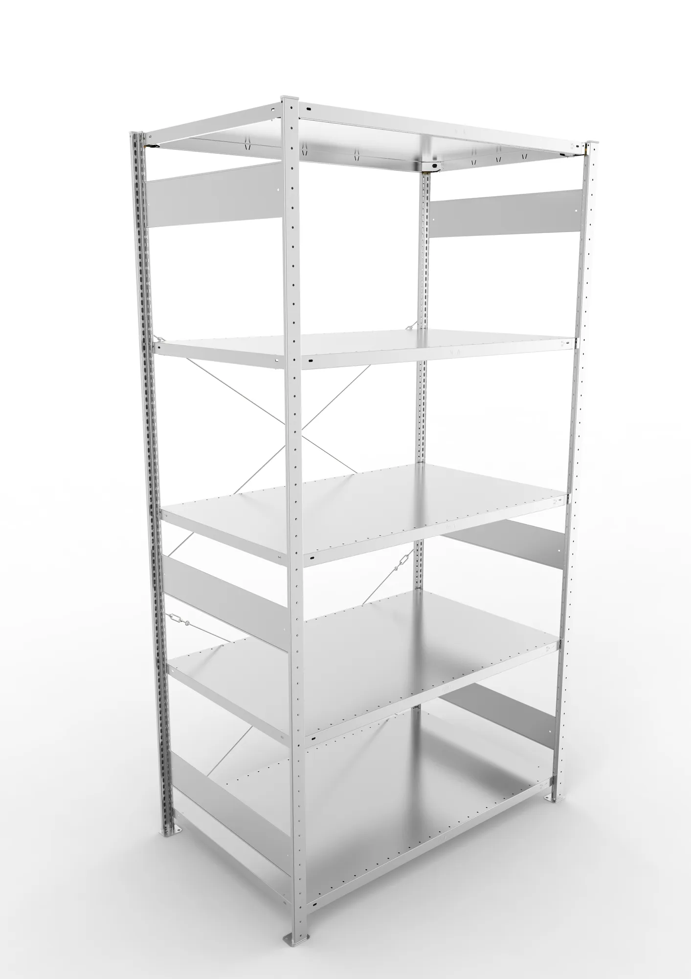 META CLIP | Fachbodenregal | Grundregal | 2500 x 1300 x 800 mm | Fachlast 230 kg | 4+1 Ebenen | verzinkt