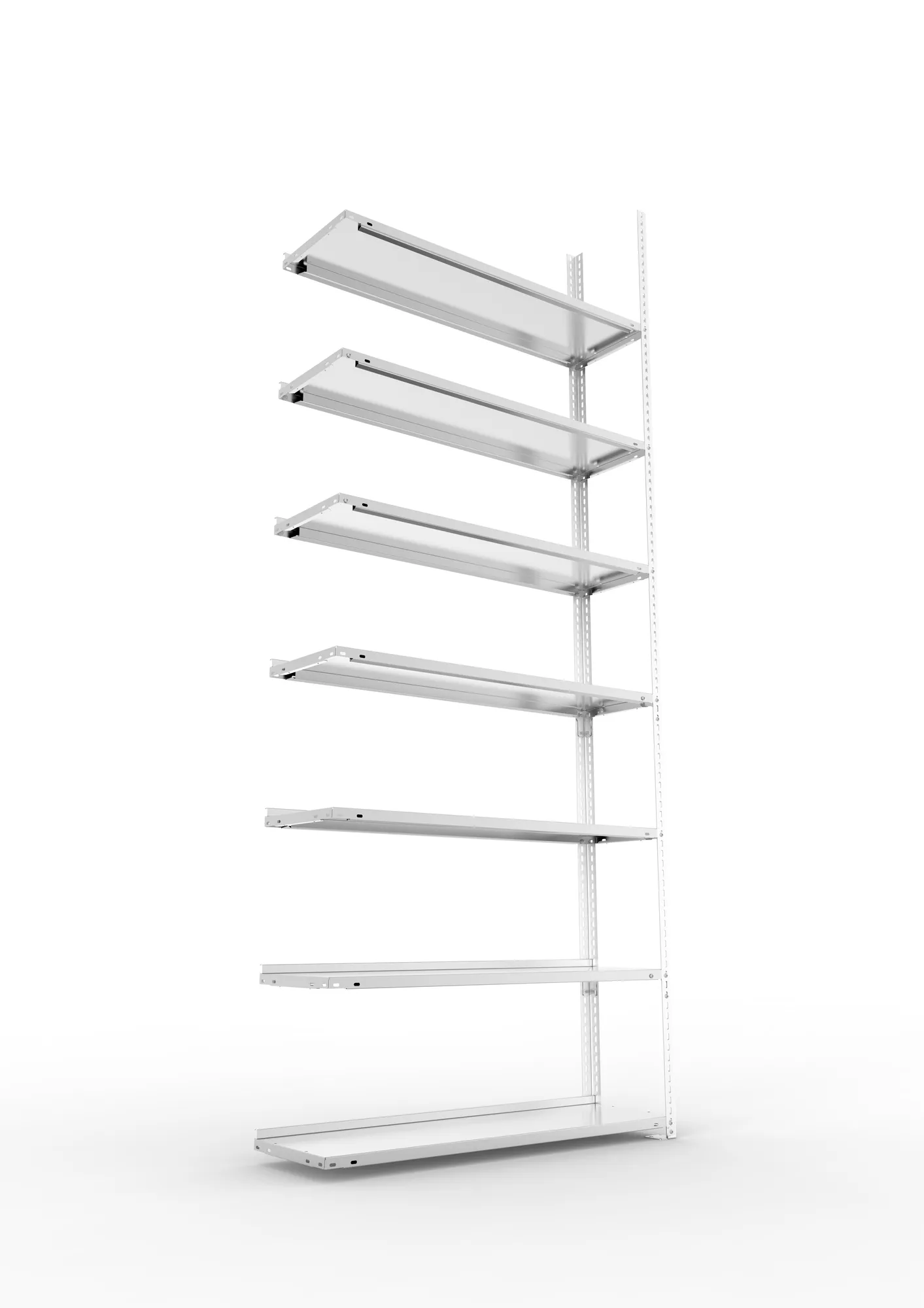 META FIX COMPACT | Büro-Schraubregal | Anbauregal | 2500 x 1000 x 300 mm | Fachlast 80 kg | 7 Ebenen | verzinkt