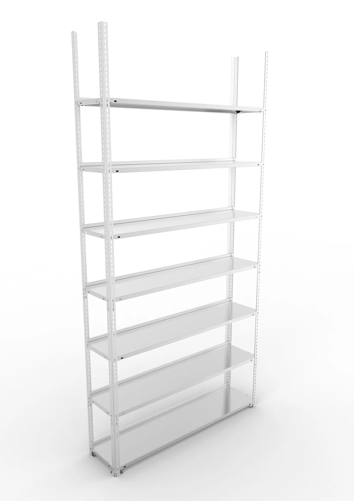 META FIX COMPACT | Büro-Schraubregal | Grundregal | 2500 x 1250 x 300 mm | Fachlast 80 kg | 7 Ebenen | verzinkt