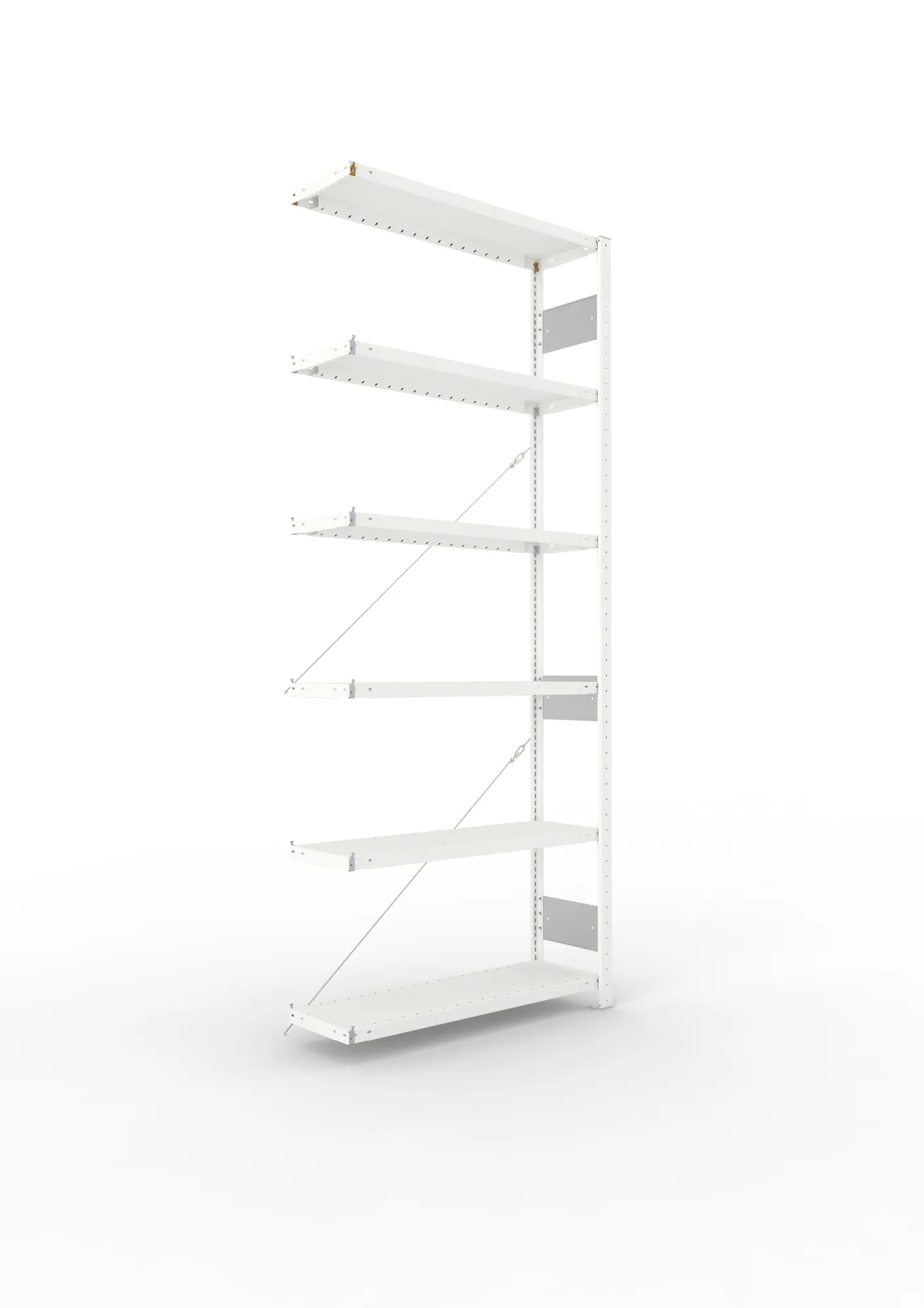 META CLIP S3 | Fachbodenregal | Anbauregal | 2500 x 1000 x 300 mm | Fachlast 230 kg | 5+1 Ebenen | RAL 7035