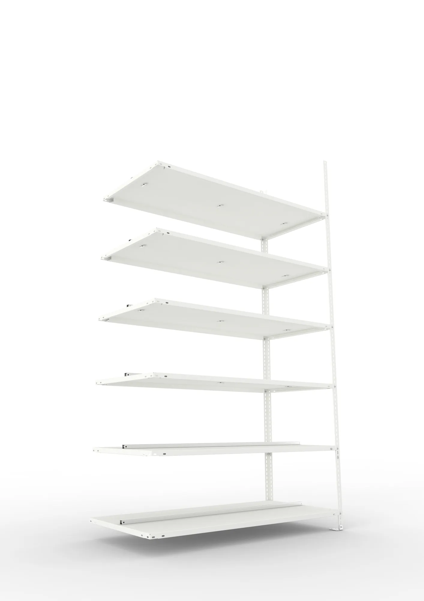 META FIX COMPACT | Büro-Schraubregal | Anbauregal | 2200 x 1250 x 600 mm | Fachlast 100 kg | 6 Ebenen | RAL 7035