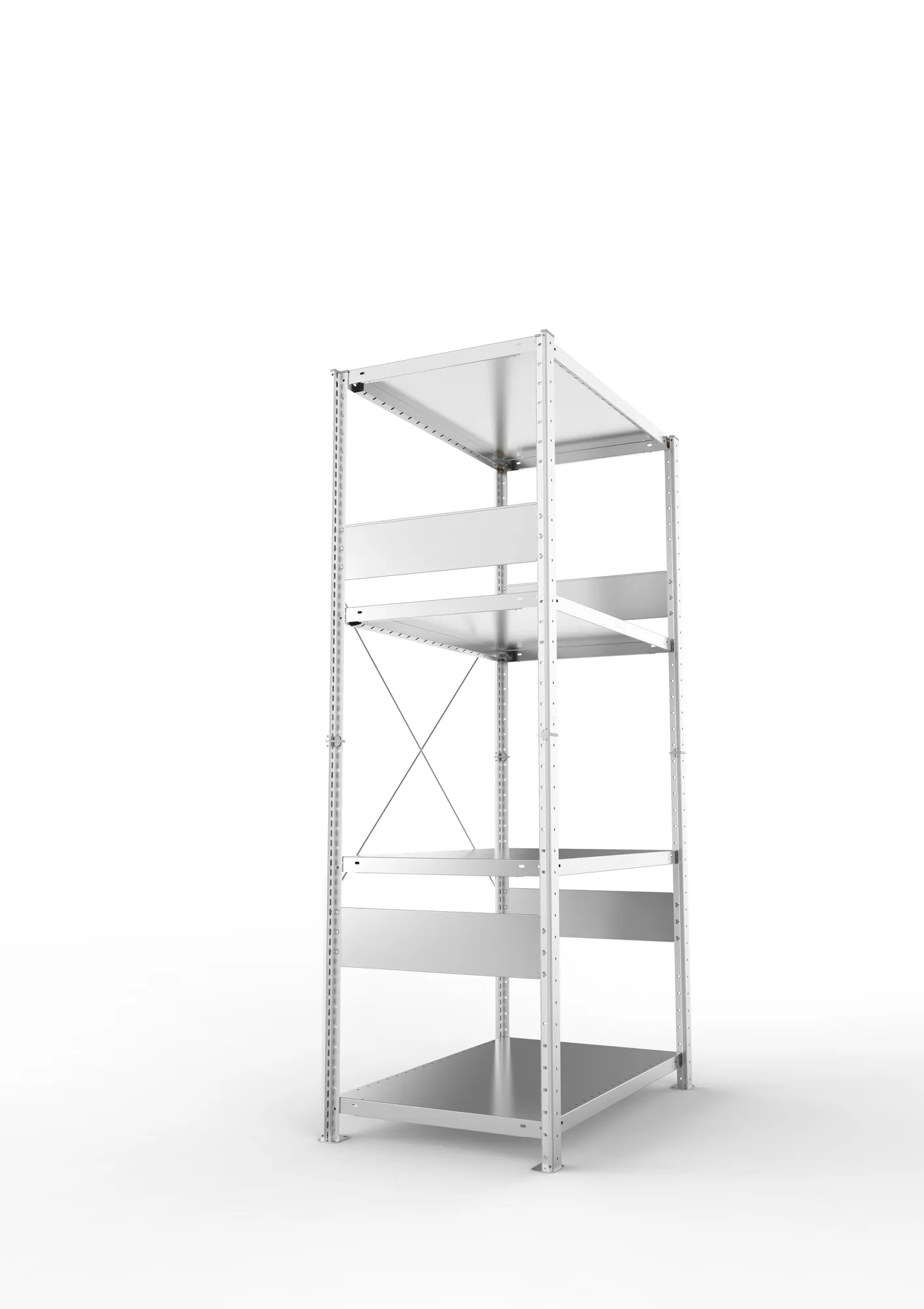 META CLIP SPLIT | Fachbodenregal | Grundregal | 2000 x 1000 x 600 mm | Fachlast 230 kg | 3+1 Ebenen | verzinkt
