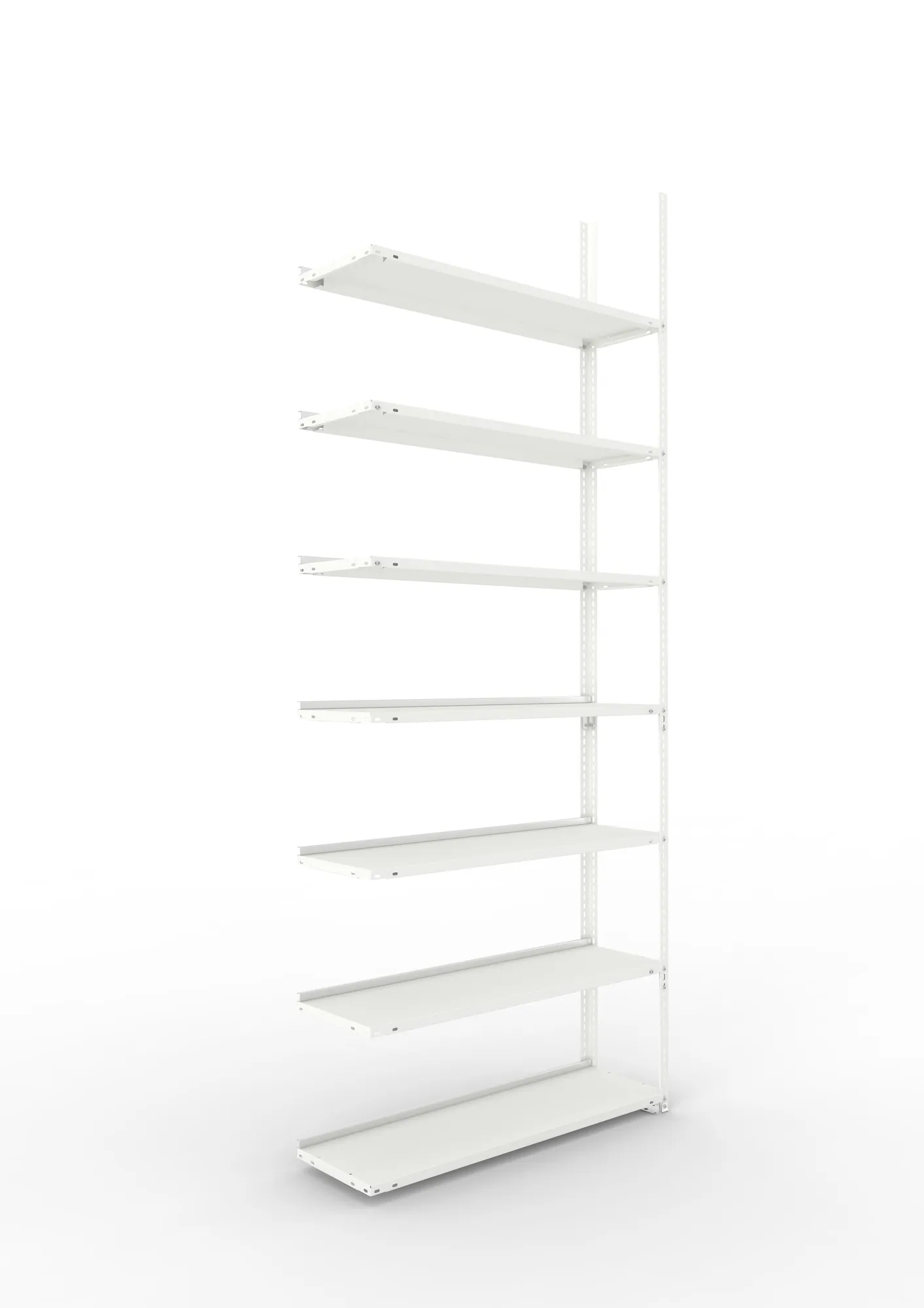 META FIX COMPACT | Büro-Schraubregal | Anbauregal | 2500 x 1000 x 300 mm | Fachlast 80 kg | 7 Ebenen | RAL 7035