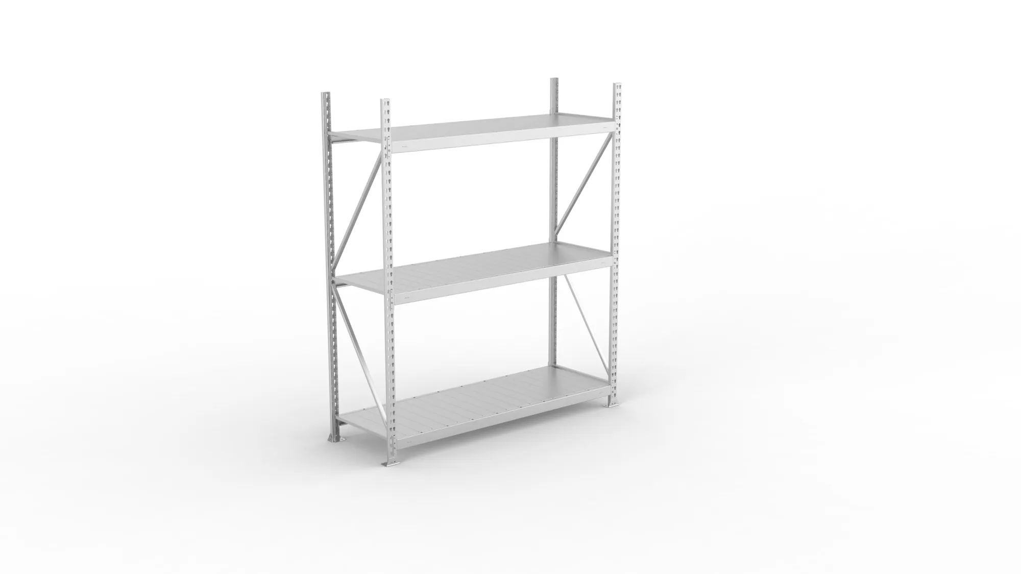 META MINI-RACK Weitspannregal | Grundregal | 2200 x 1800 x 650 mm | Fachlast 600 kg | Stahlpaneelböden | 3 Ebenen