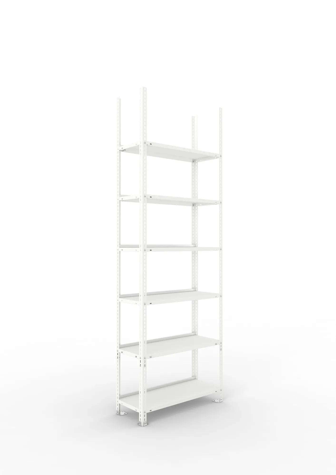 META FIX COMPACT | Büro-Schraubregal | Grundregal | 2200 x 750 x 300 mm | Fachlast 80 kg | 6 Ebenen | RAL 7035