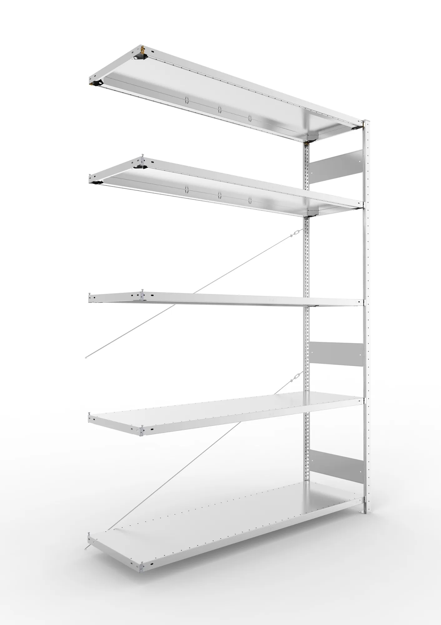 META CLIP S3 | Fachbodenregal | Anbauregal | 2500 x 1700 x 500 mm | Fachlast 200 kg | 4+1 Ebenen | verzinkt