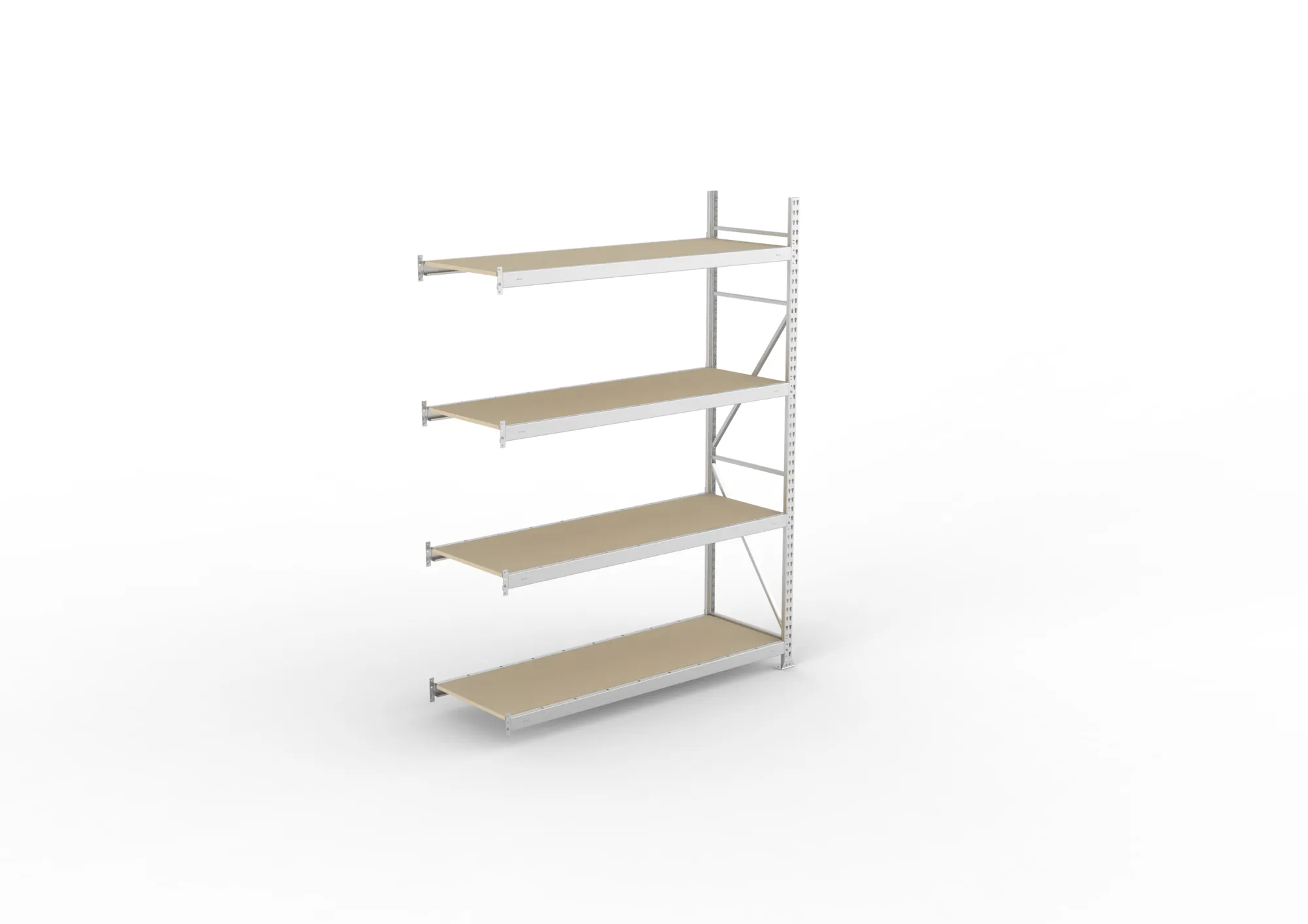 META MINI-RACK Weitspannregal | Anbauregal | 2500 x 1800 x 650 mm | Fachlast 600 kg | Spanplattenböden | 4 Ebenen