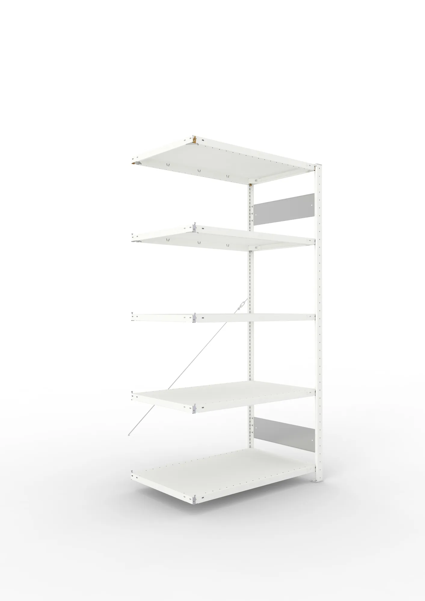 META CLIP S3 | Fachbodenregal | Anbauregal | 2000 x 1000 x 600 mm | Fachlast 150 kg | 4+1 Ebenen | RAL 7035