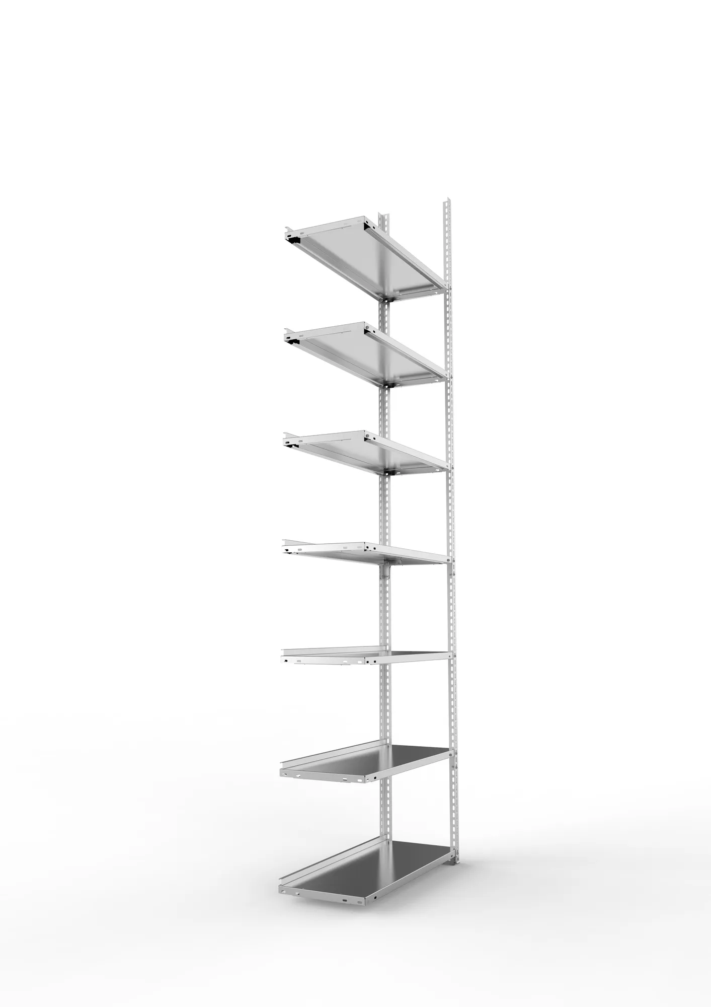 META FIX COMPACT | Büro-Schraubregal | Anbauregal | 2500 x 750 x 300 mm | Fachlast 80 kg | 7 Ebenen | verzinkt